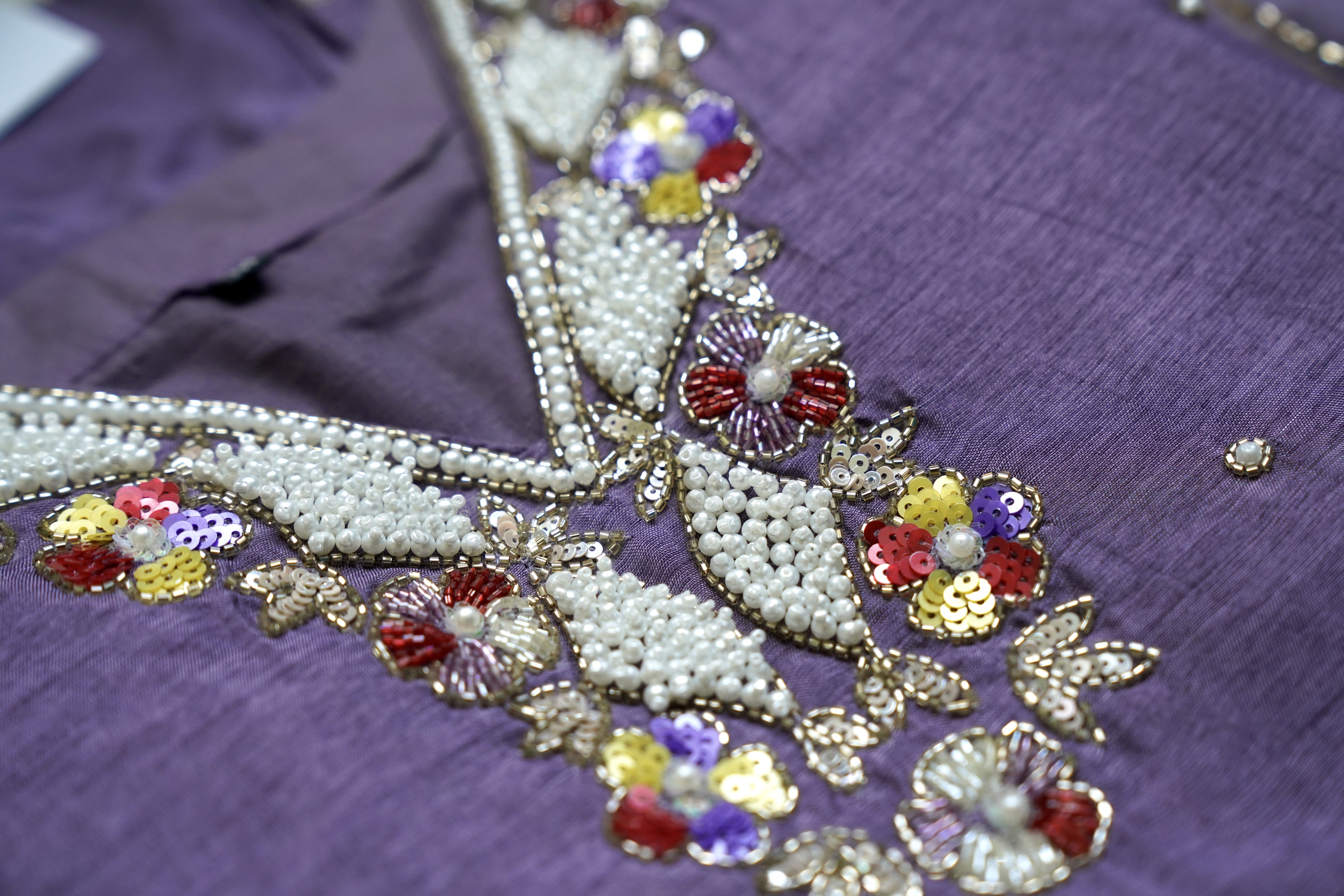 Lavender Hand Work 3PC Suit Set