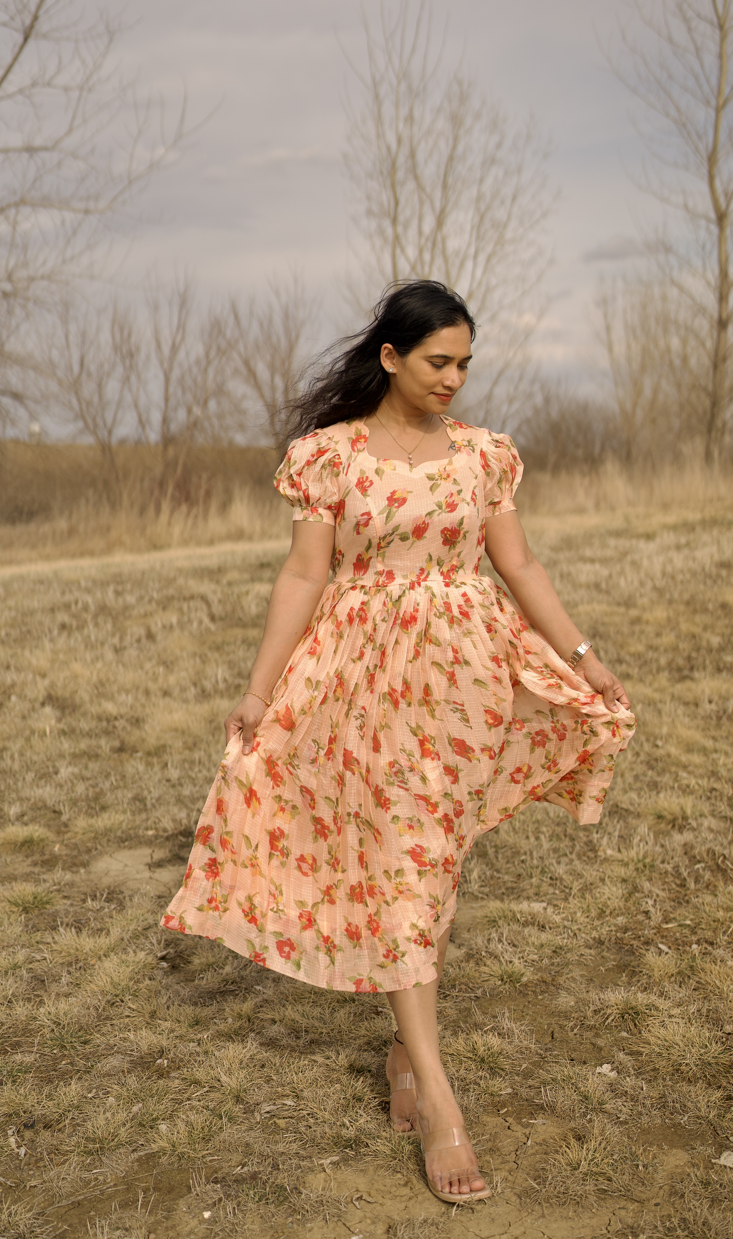 Buttercup Yellow Floral Midi Dress 