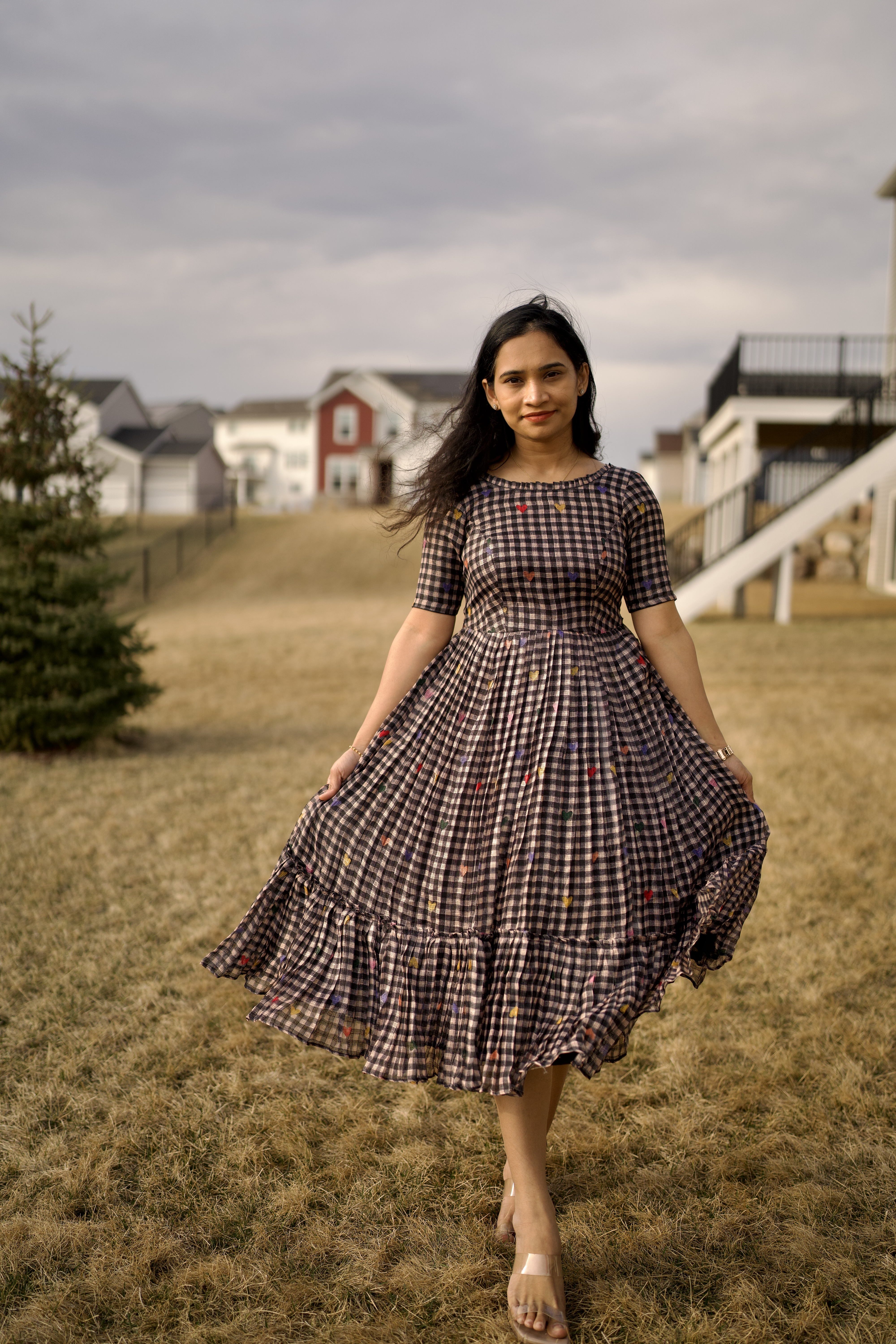 Checked Cotton Dress