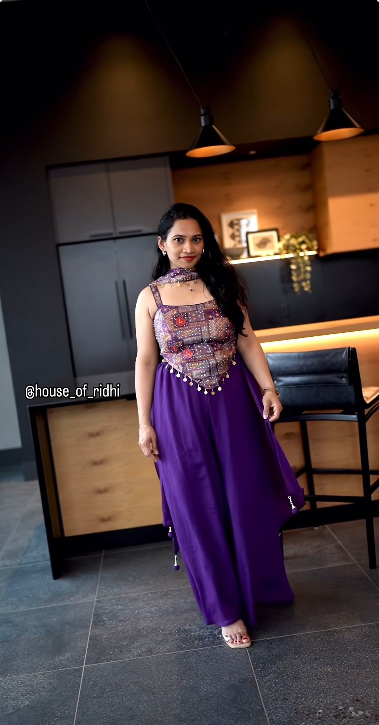 Purple Indo Western Palazoo Set