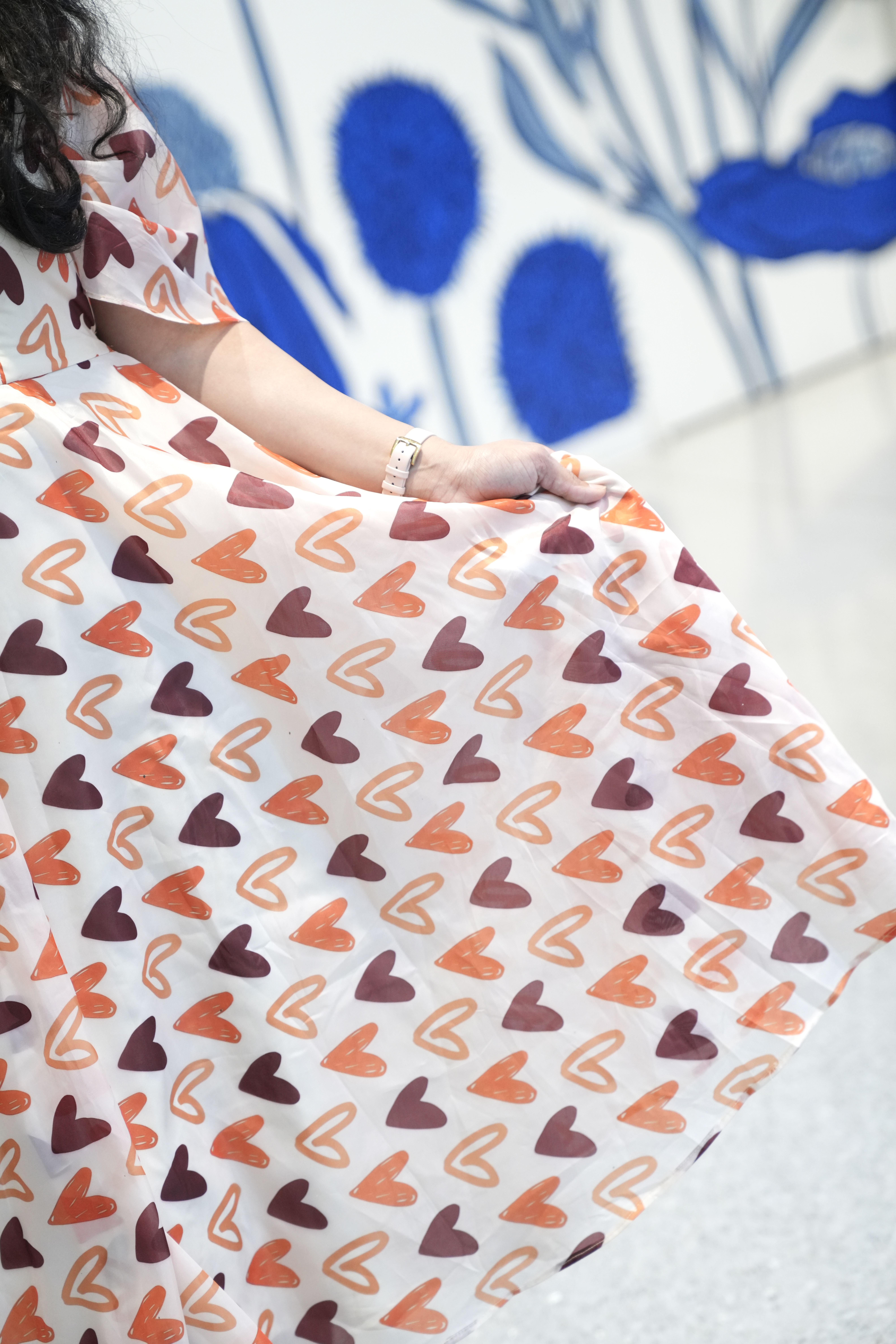 Earthy Charm | Satin Feel Off-White Frock 