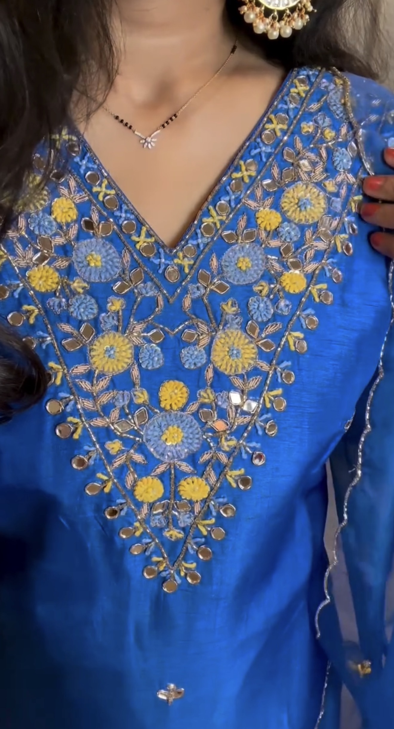 Blue Silk Embroidered Kurta Suit set