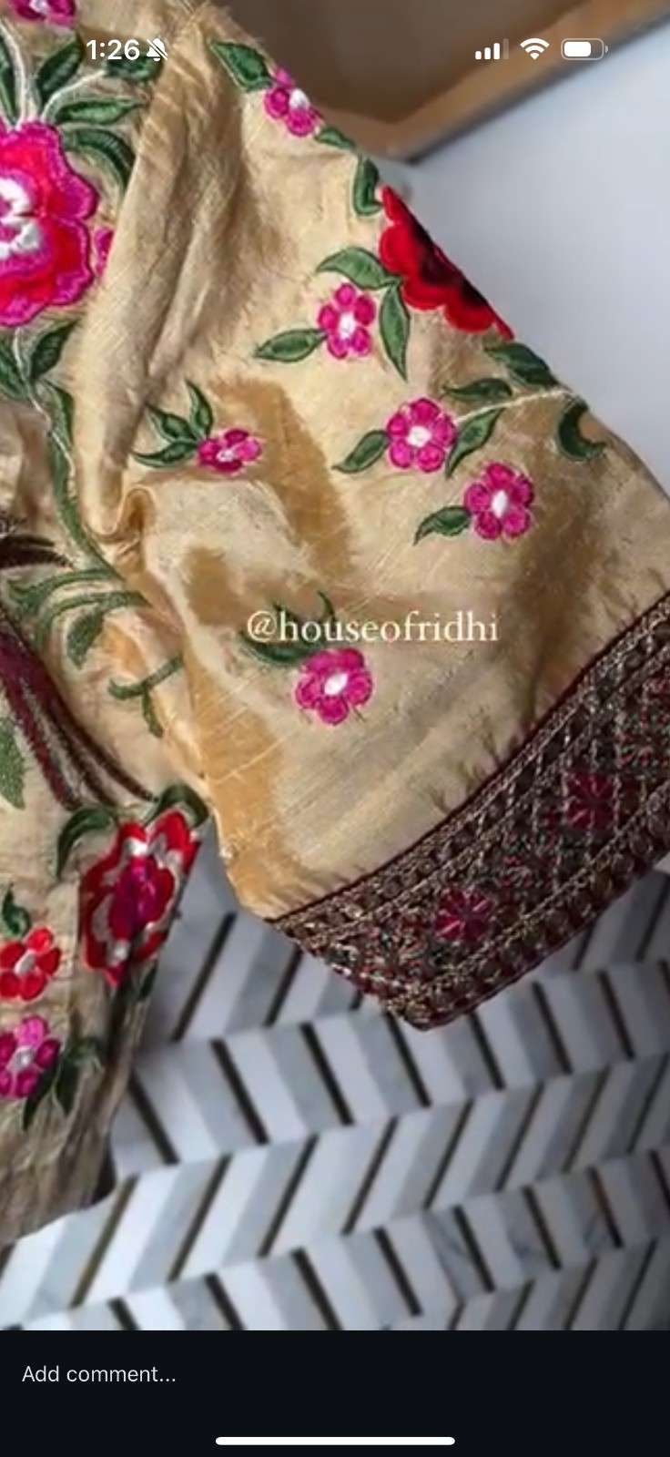 Hand Embroidered pure raw Silk Blouse