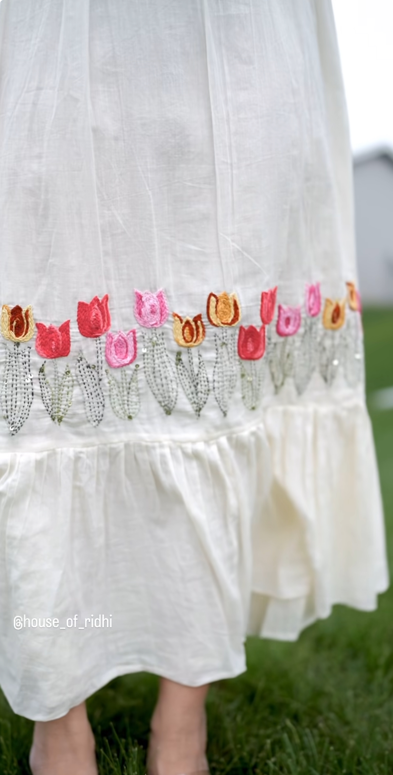Tulip Dream | Hand-Embroidered Mul Cotton Frock
