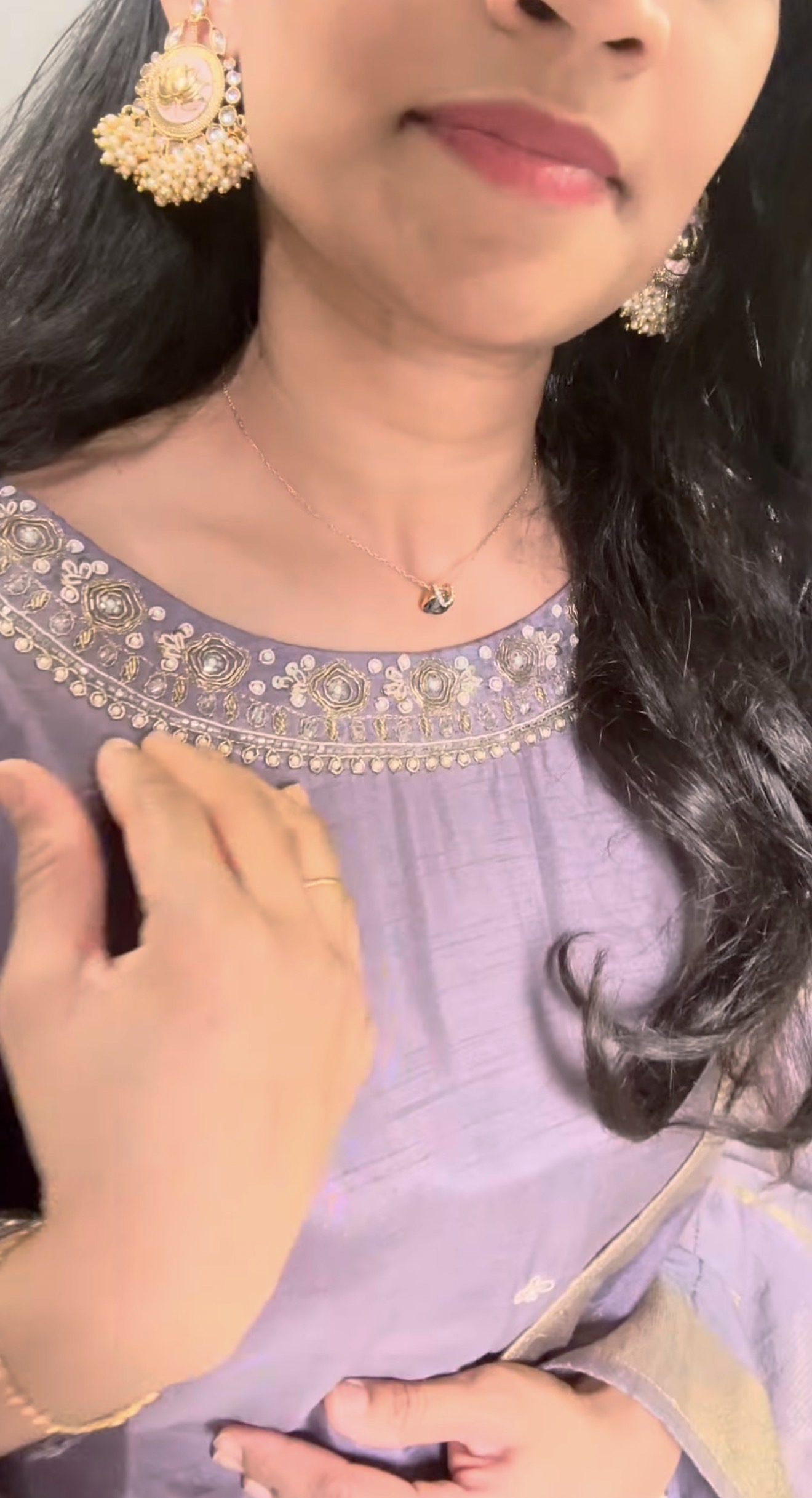 Dusty Lavender Embroidered Kurta suit set