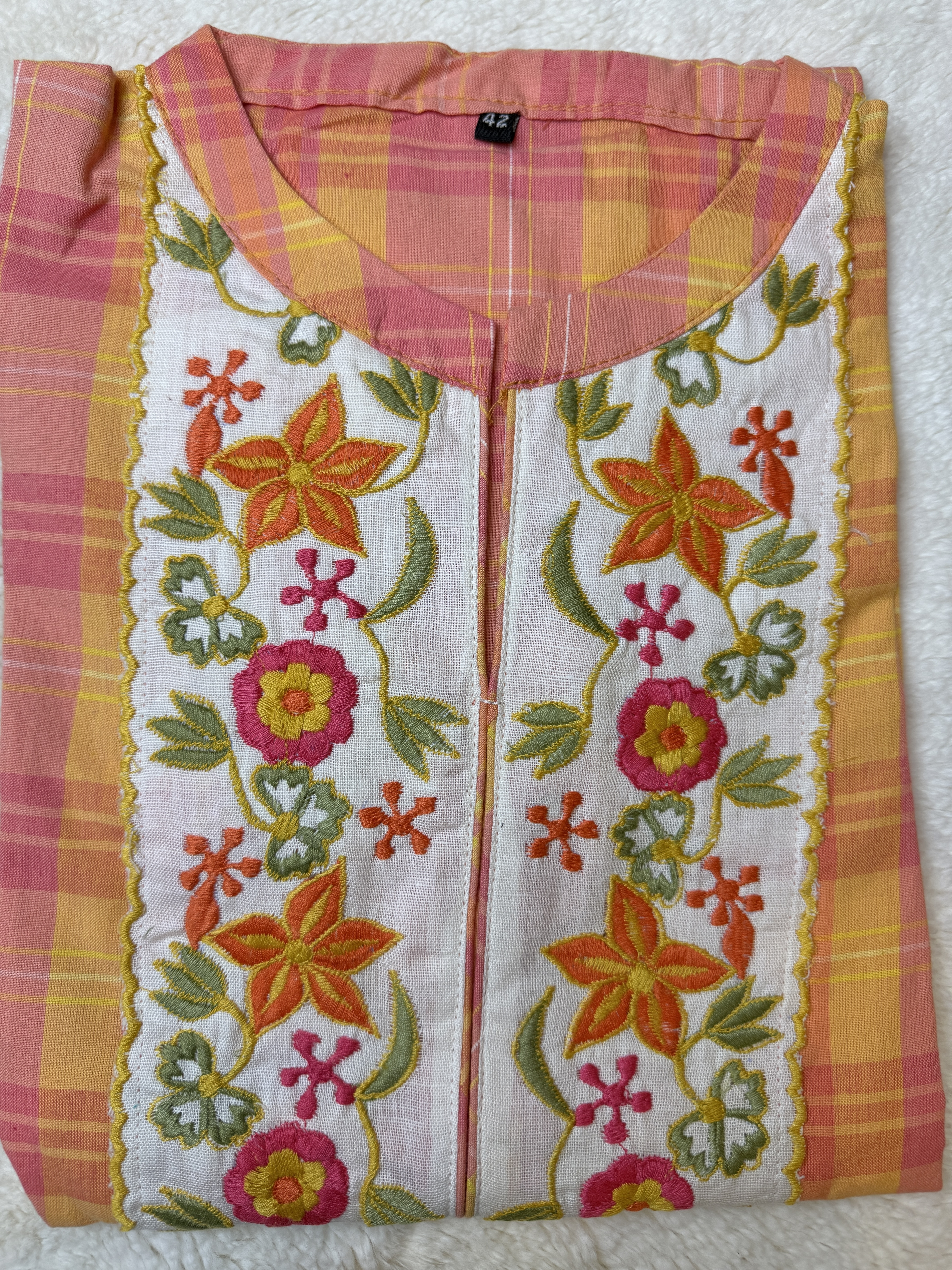 Pure Organic Cotton Hand Embroidered Cotton Kurti