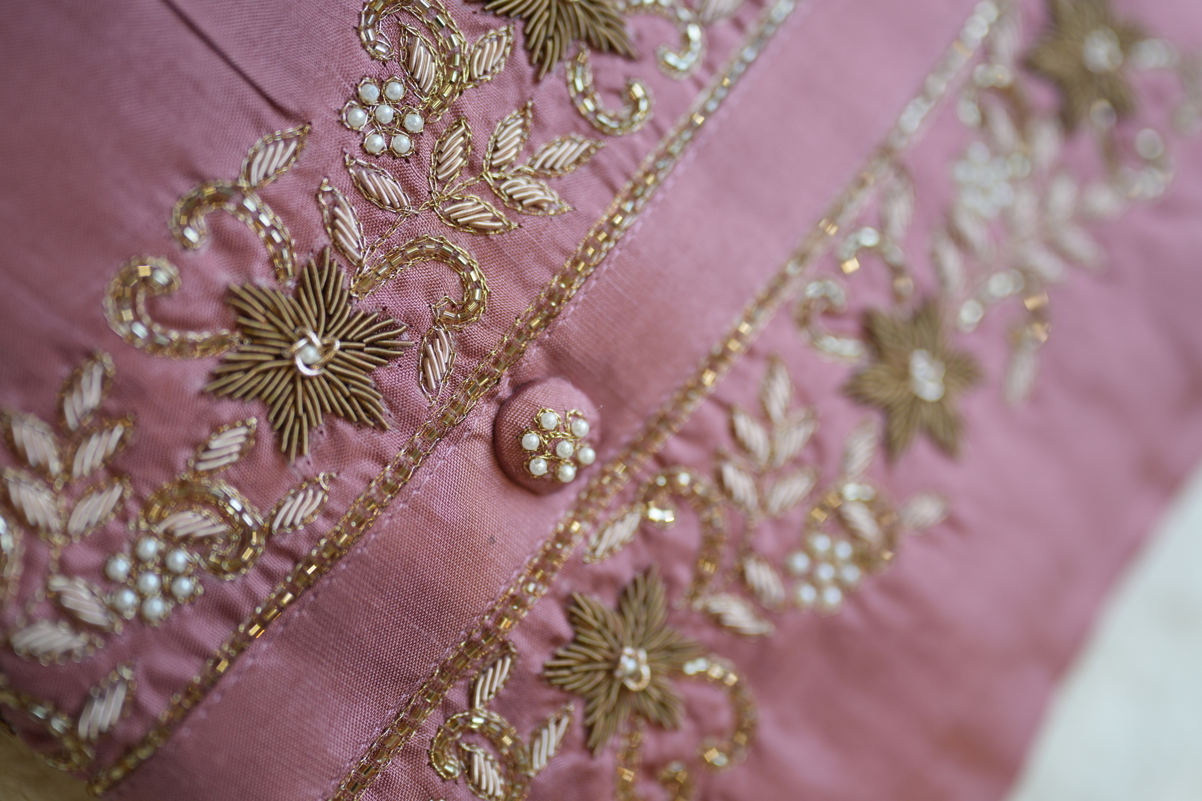 Dusty Pink 3 PC Suit Set with Zardosi & Banarasi Dupatta