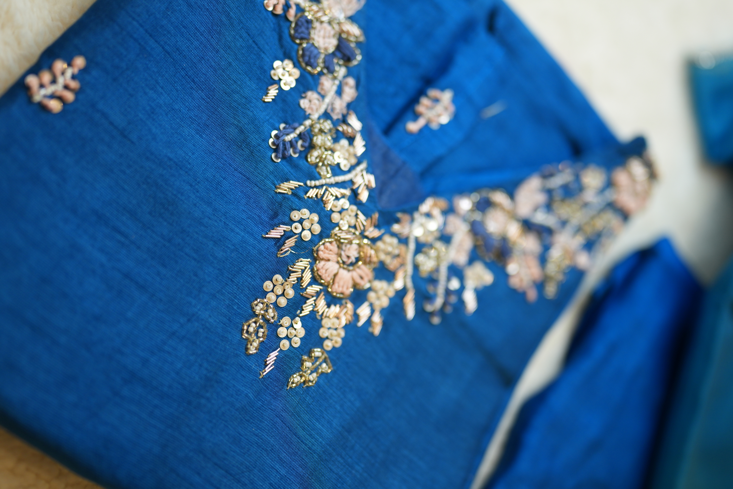 Royal Blue Floral Embroidered Kurta