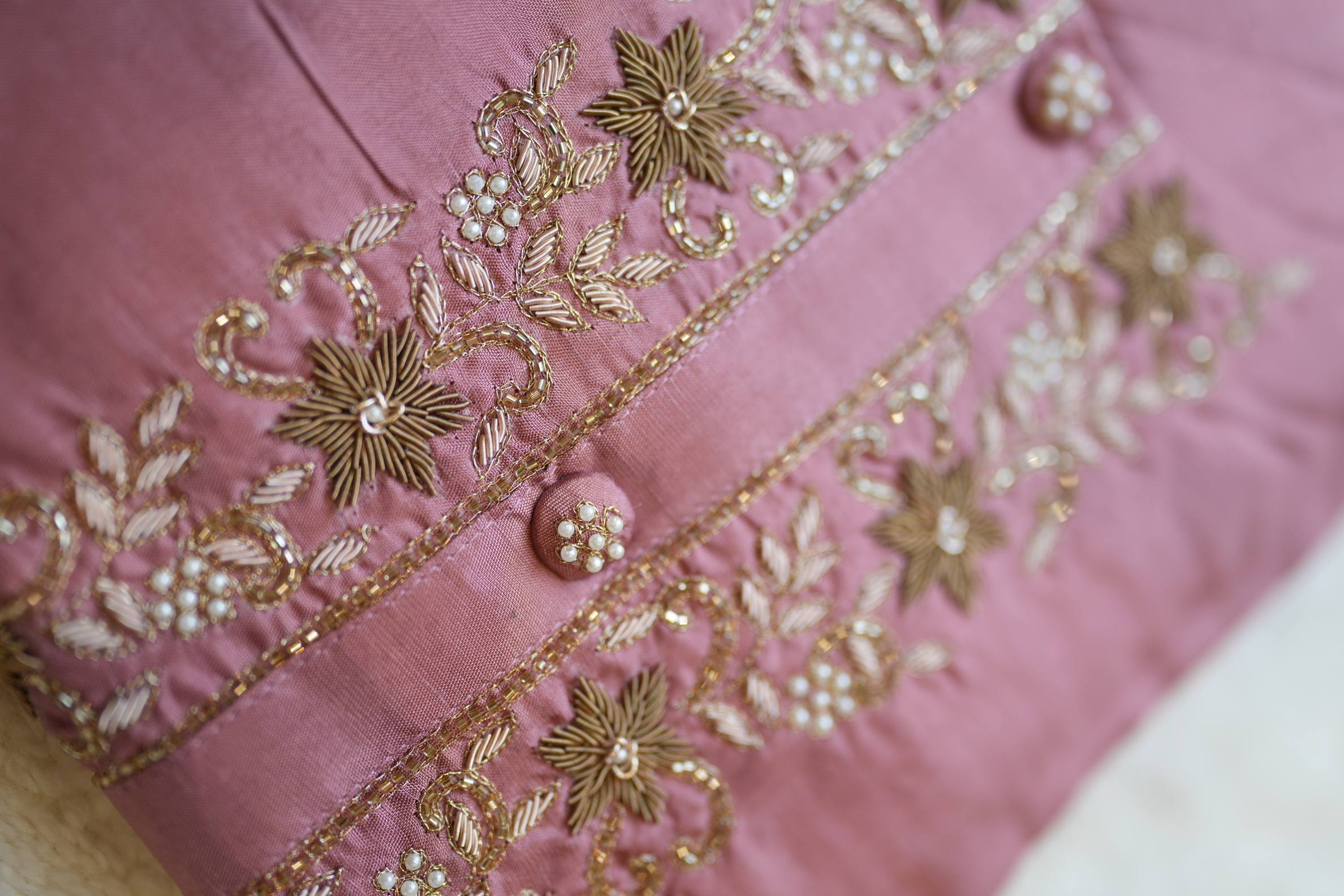 Dusty Pink 3 PC Suit Set with Zardosi & Banarasi Dupatta