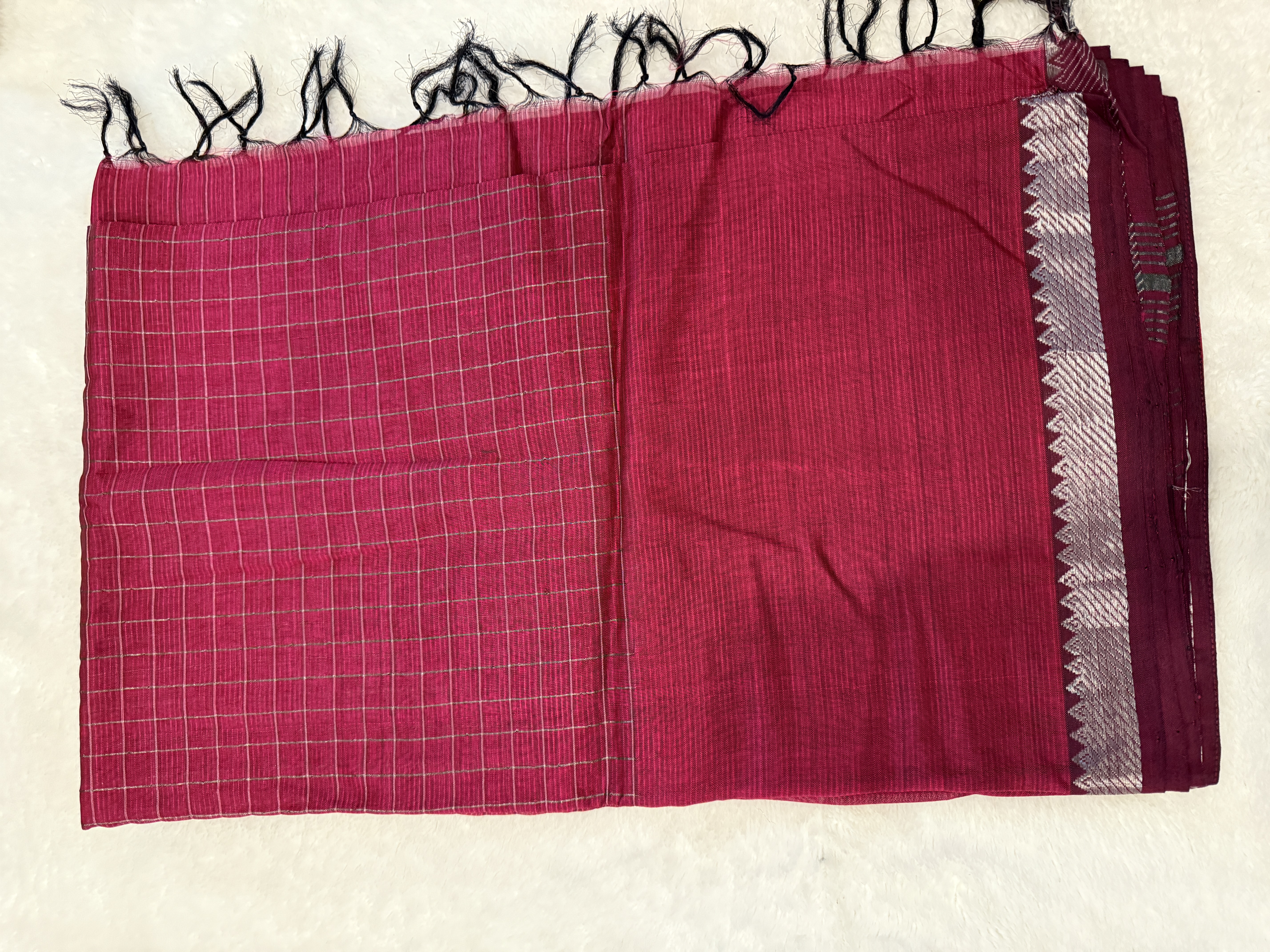 Maroon Checked Mangalagiri Pattu Saree