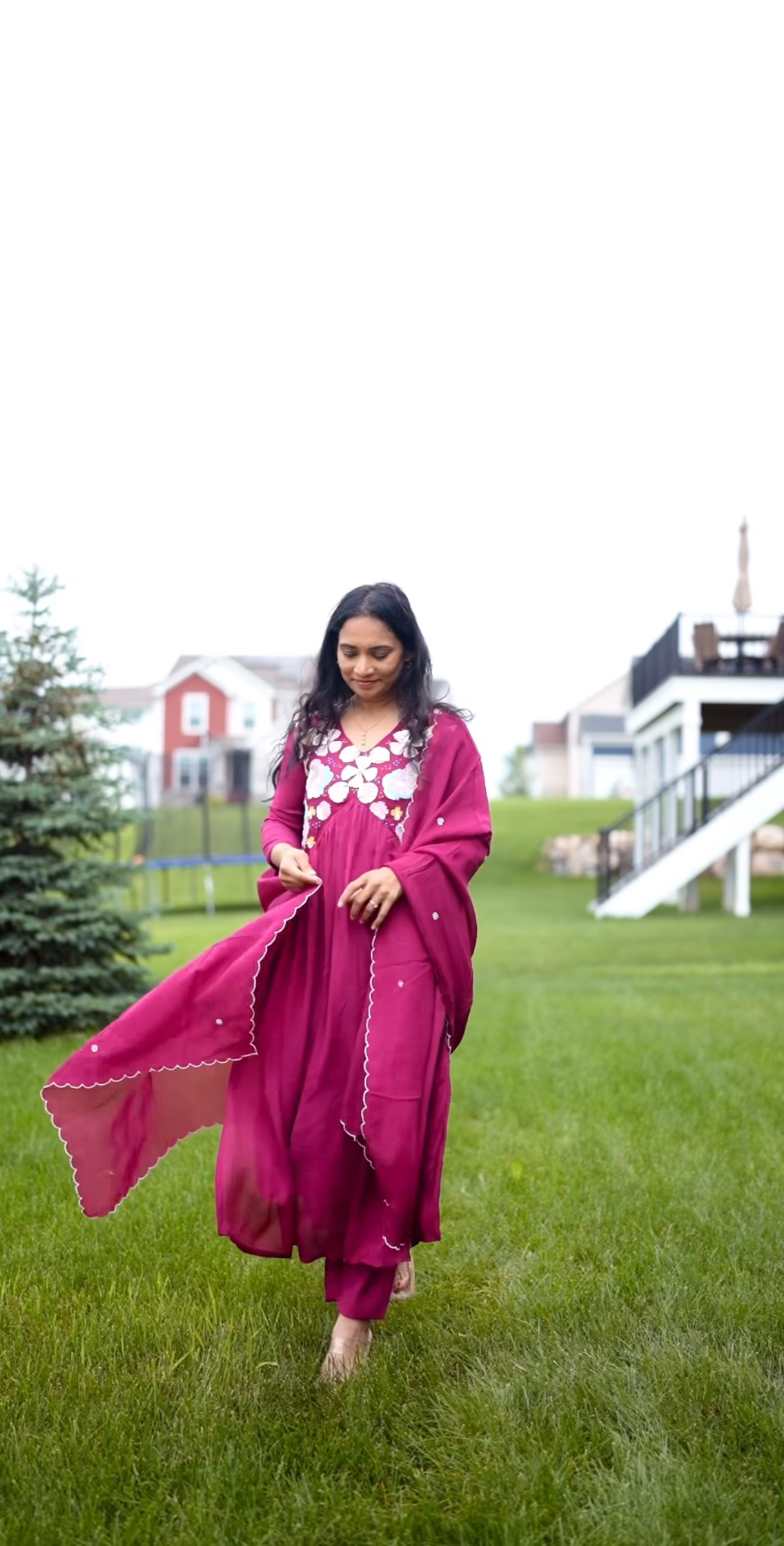 Premium Wine 3-Piece Chinnon Suit in Alia Pattern