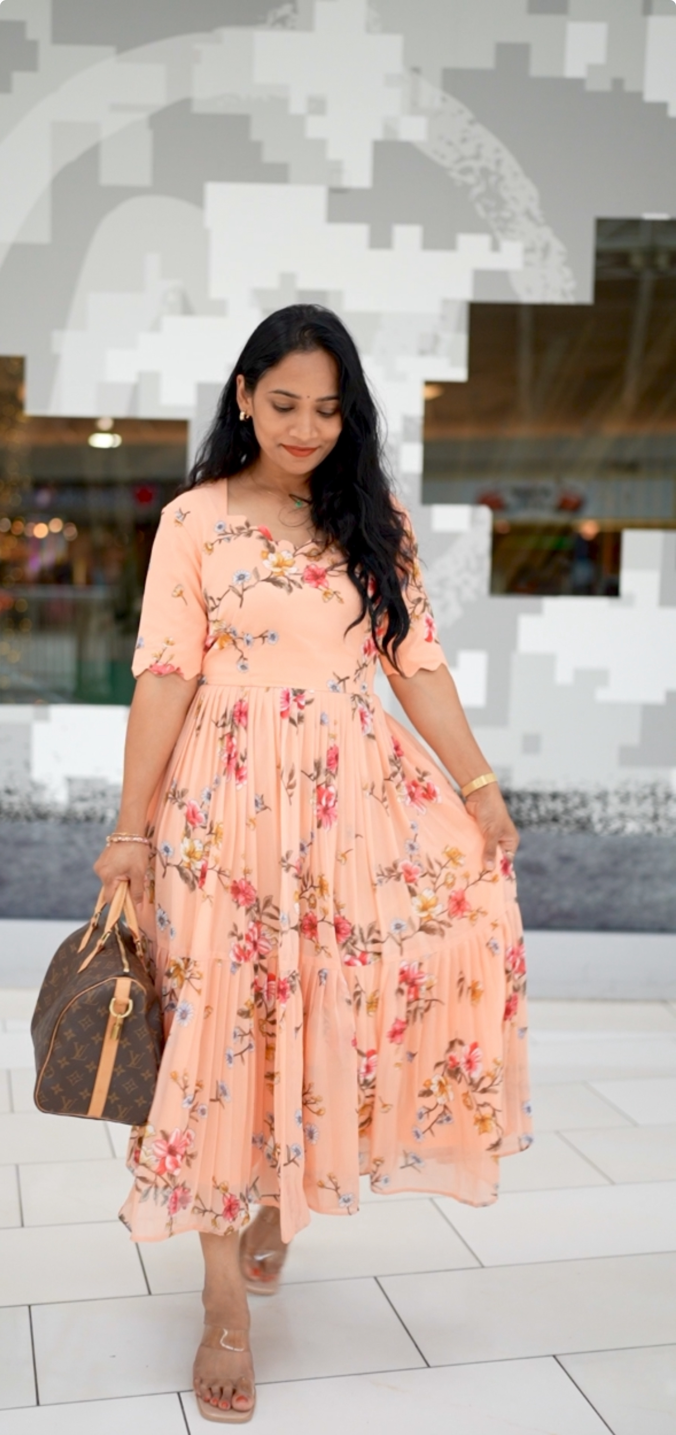 Peach Blossom Floral Dress 🌸🍑