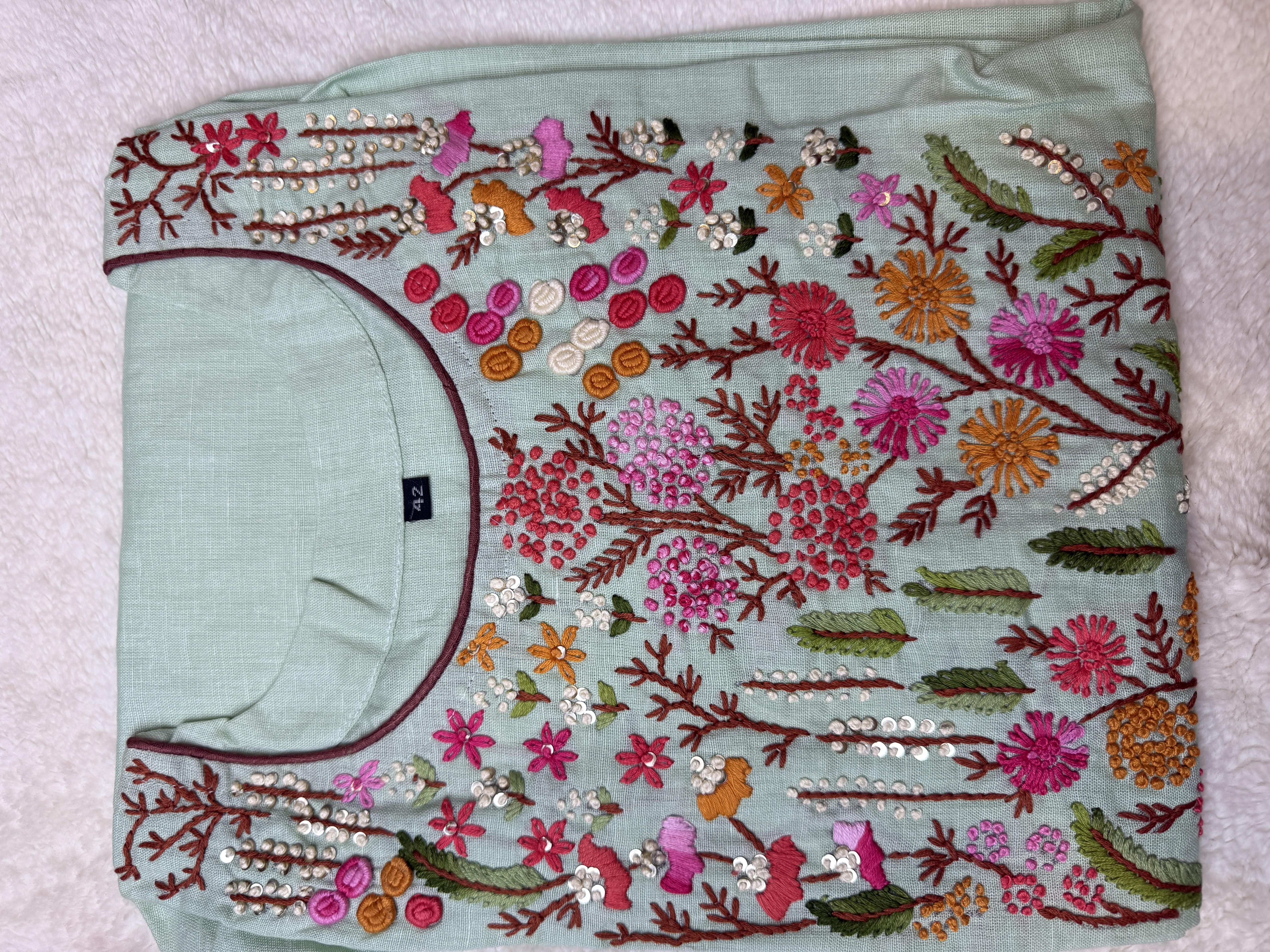 Organic cotton pure Embroidered Floral Kurti