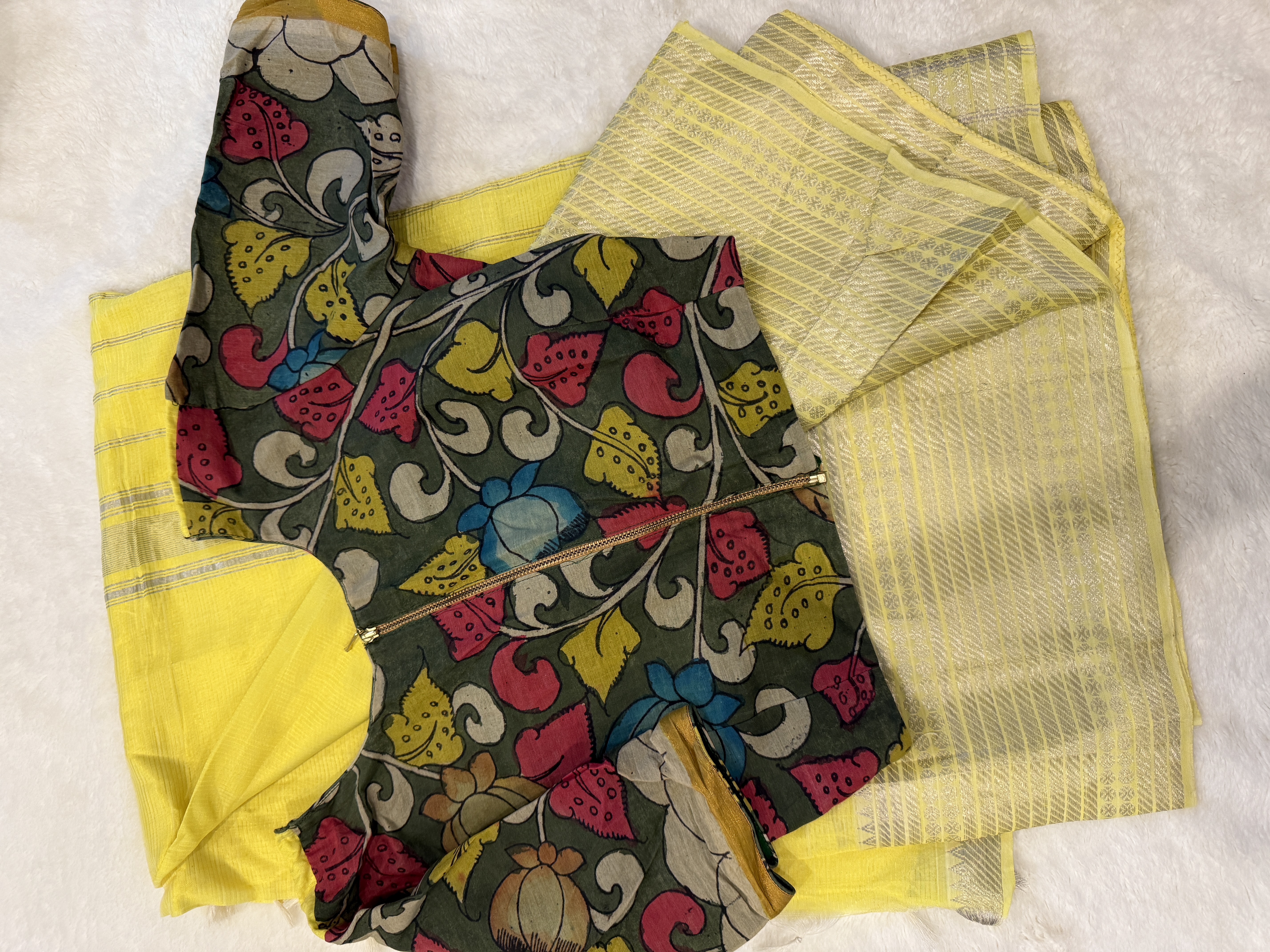 Lime Yellow Mangalagiri Pattu Saree 🌼