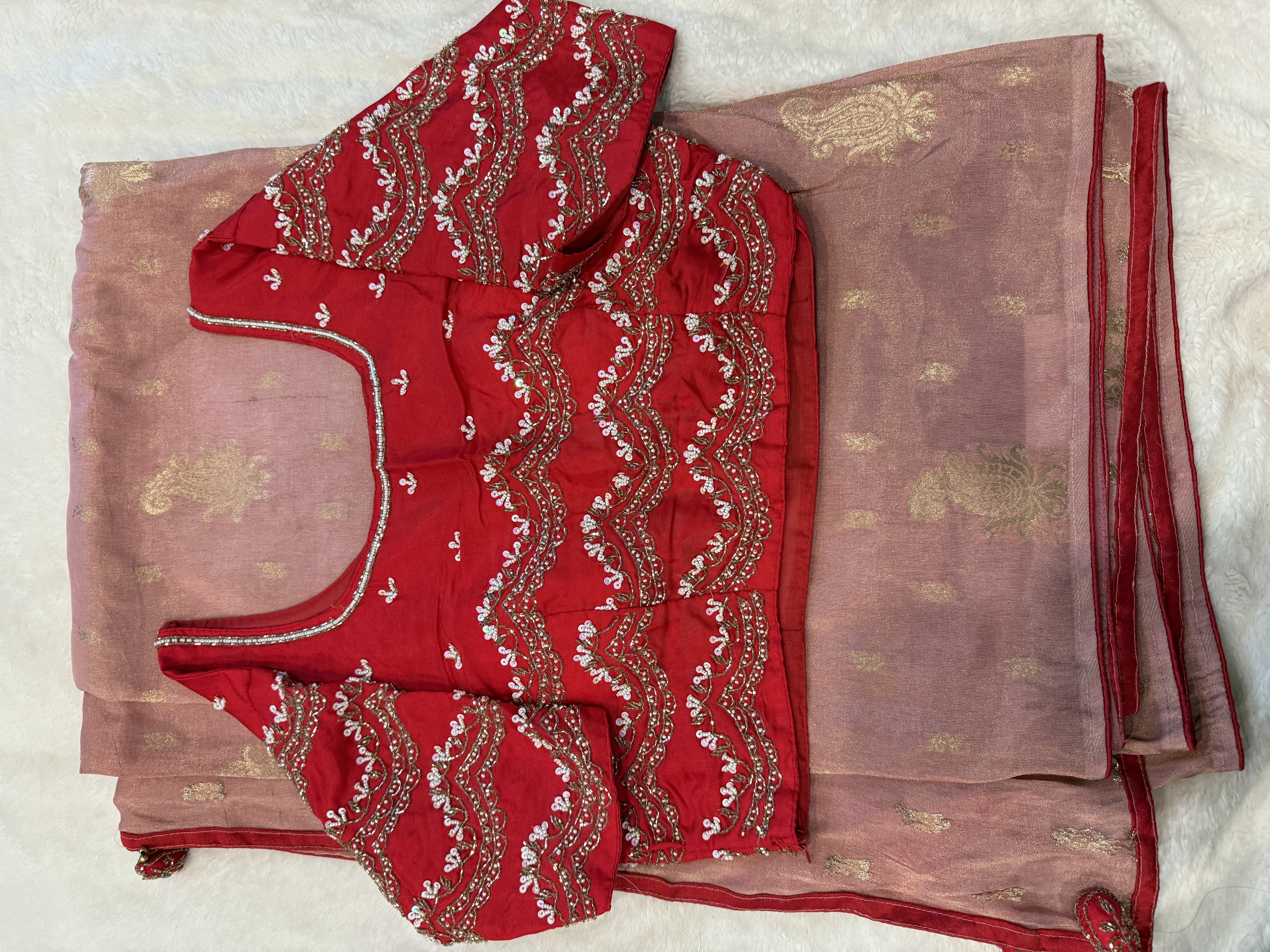 🌸 Blush Pink Semi Banarasi Saree 🌸