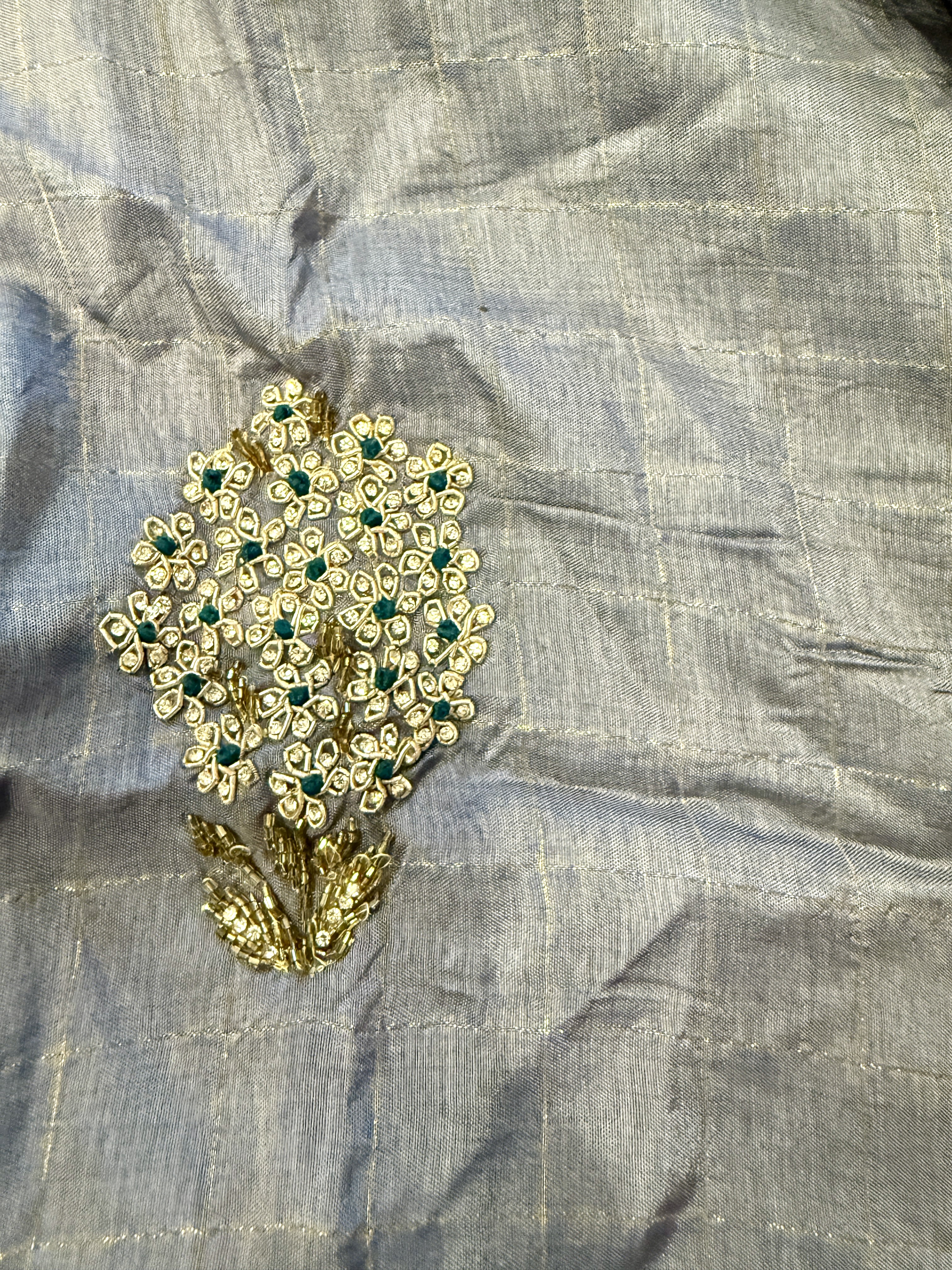 💙 Blue-Grey Scalloped Cocktail Saree 💙