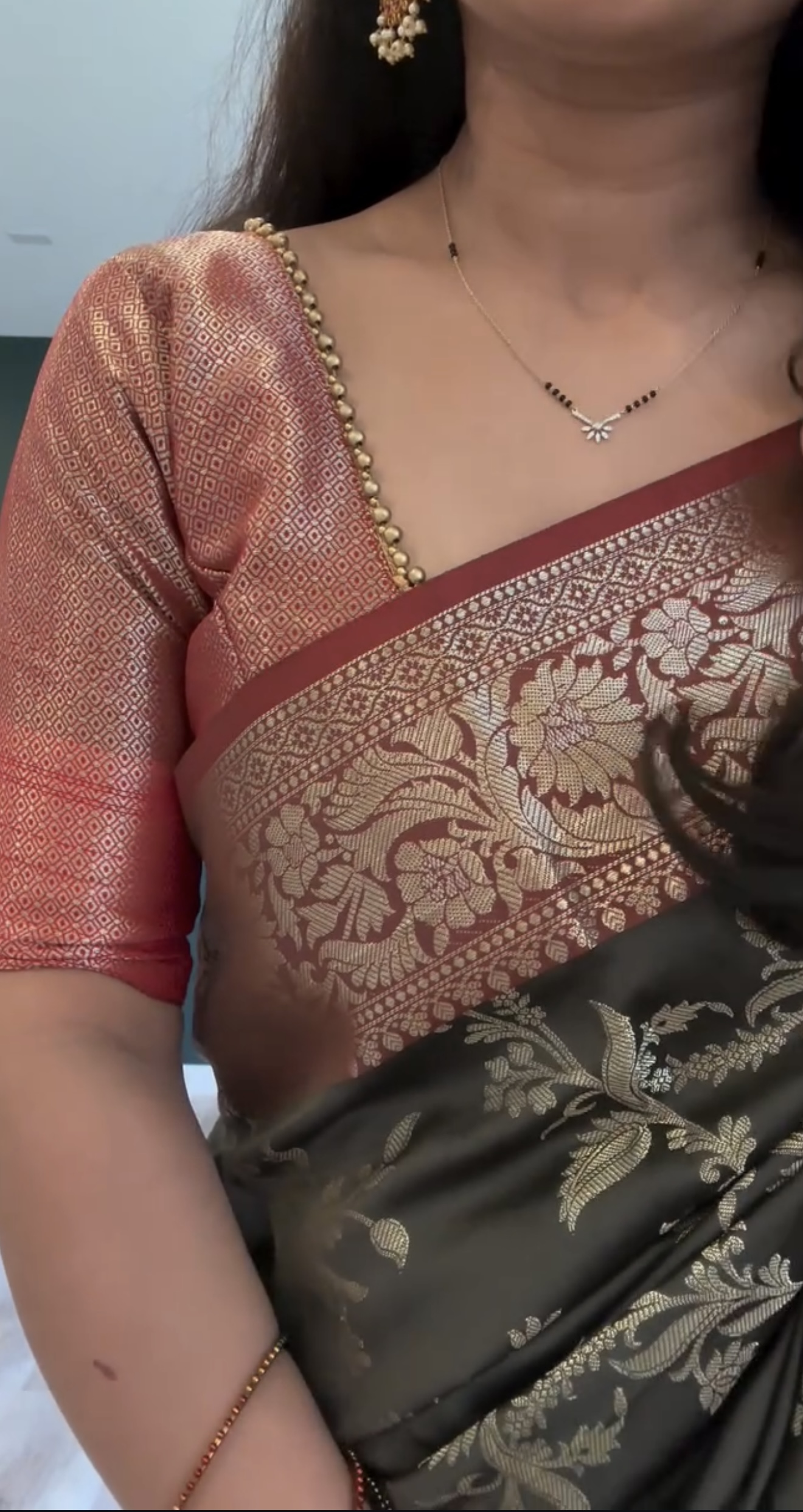 Rare Mehendi Green Banarasi Silk Saree with Maroon Border