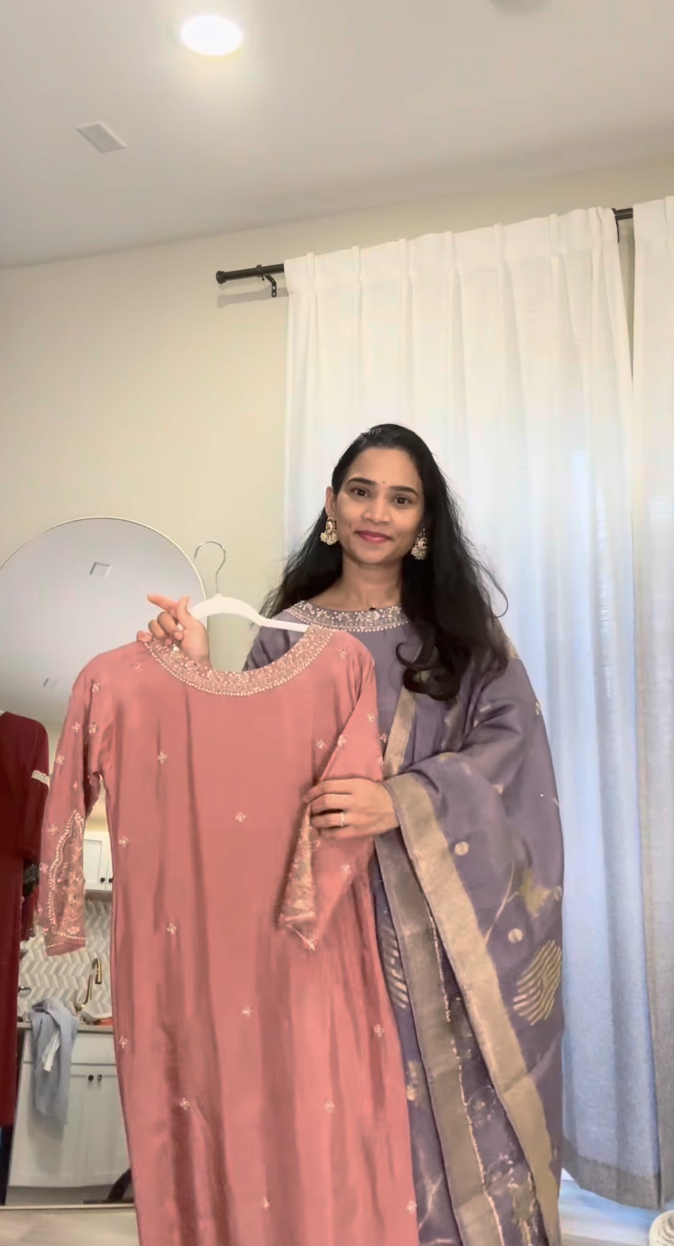 Dusty Pink 3 PC Suit Set with Zardosi Work