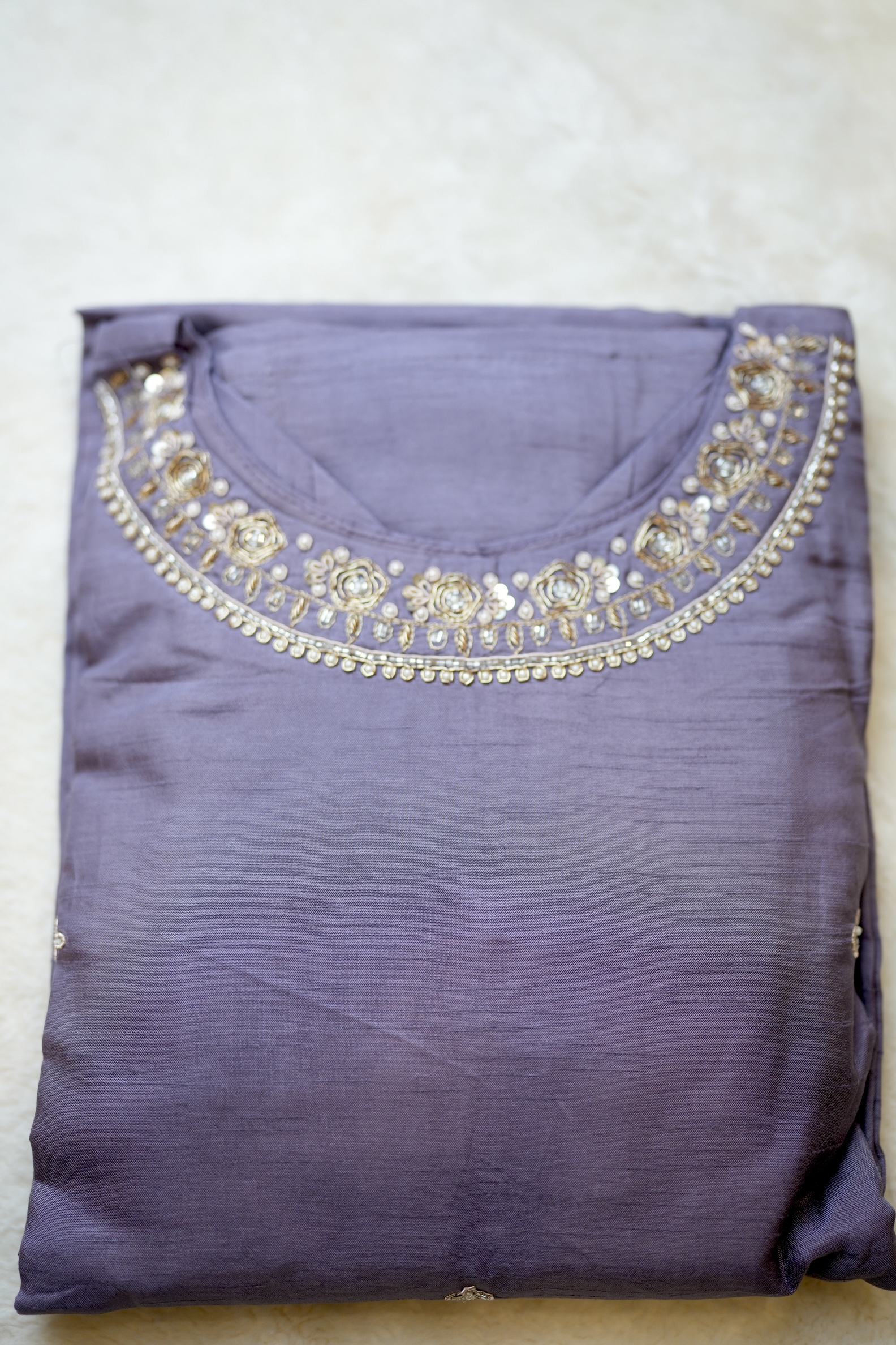 Dusty Lavender Embroidered Kurta suit set