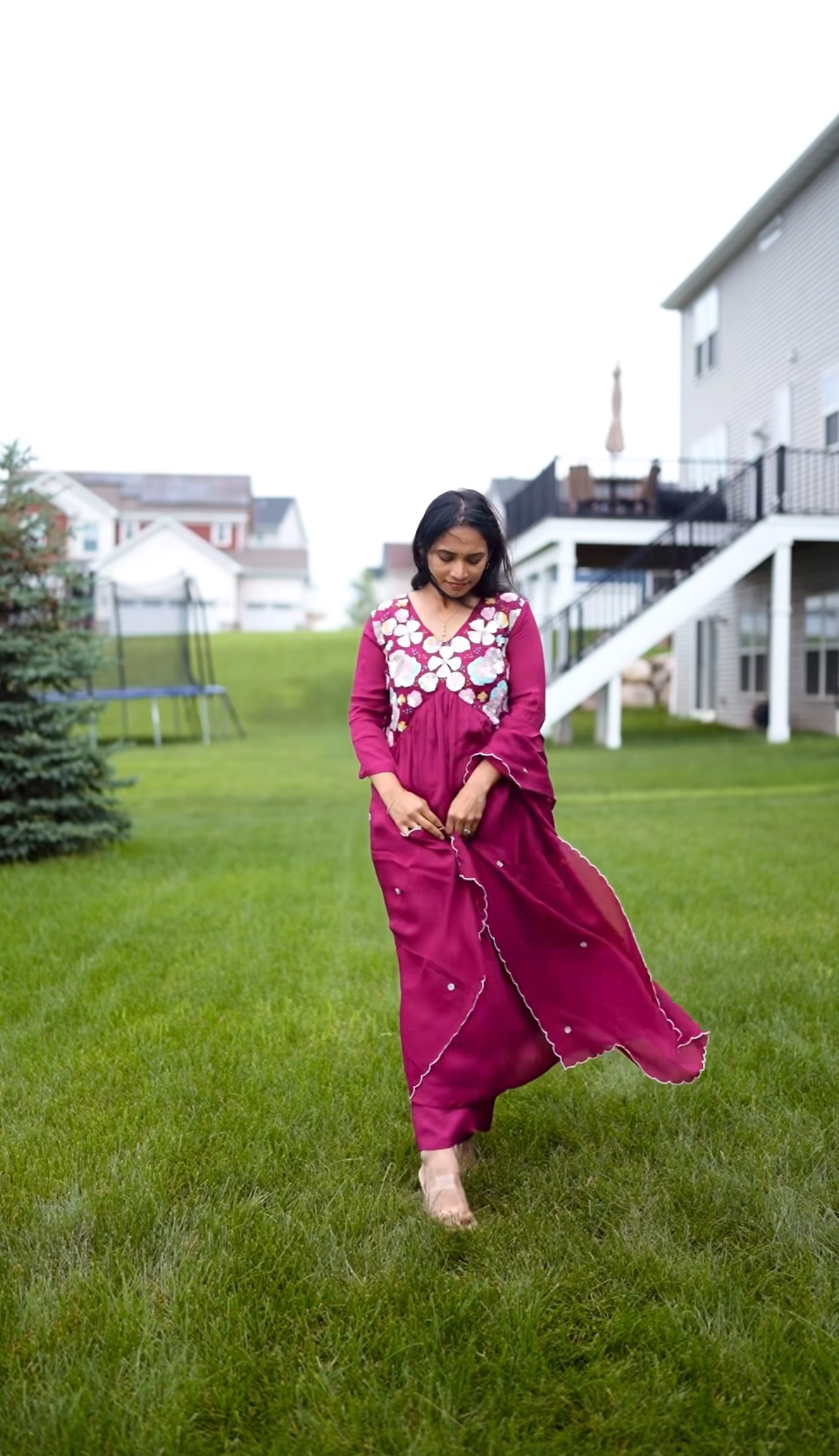 Premium Wine 3-Piece Chinnon Suit in Alia Pattern