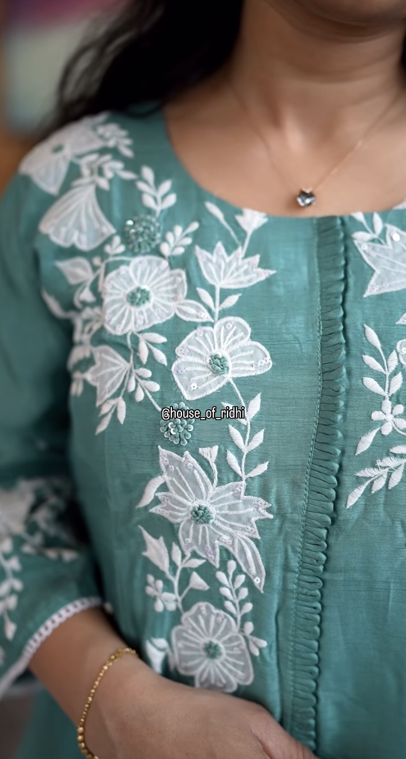 Cyan Blossom 3 Pc Kurtha Set