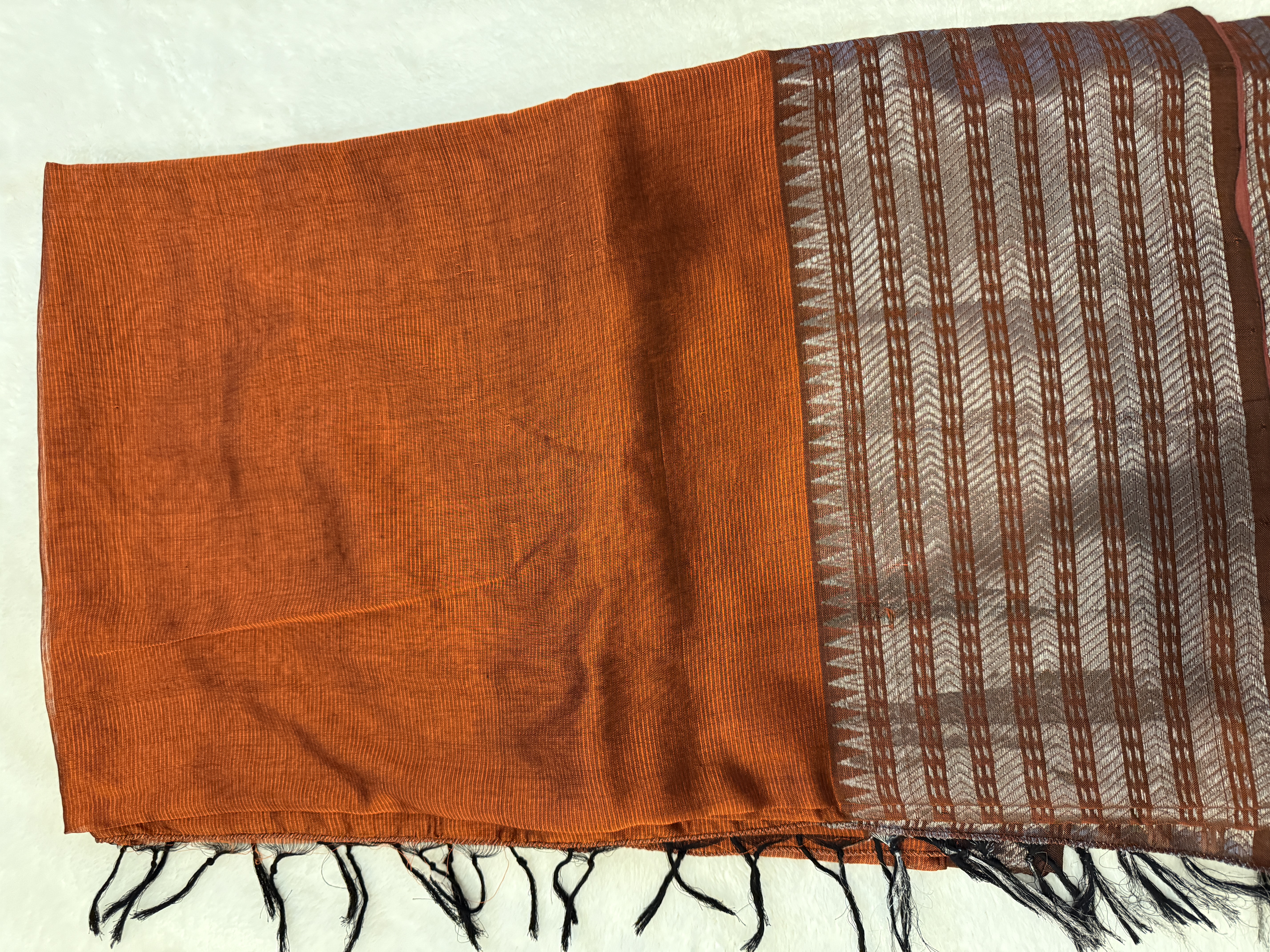 Ruddy Brown Mangalagiri Pattu Saree