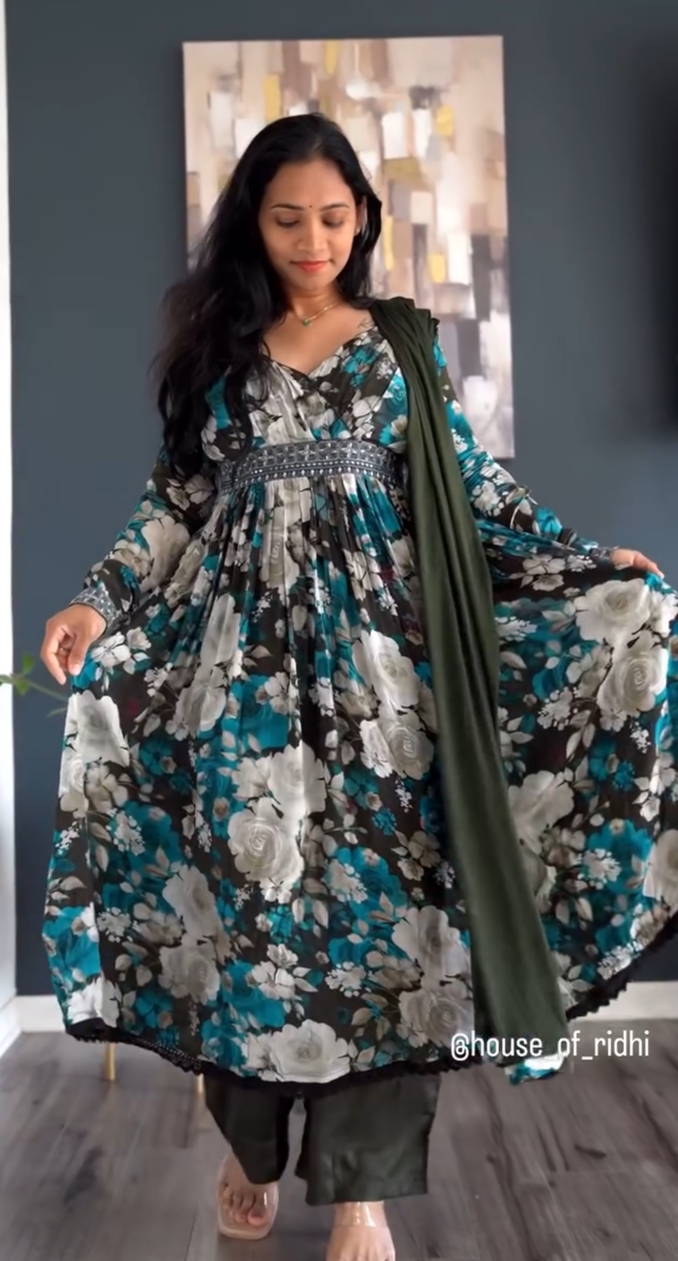 Floral Printed Anarkali Suit