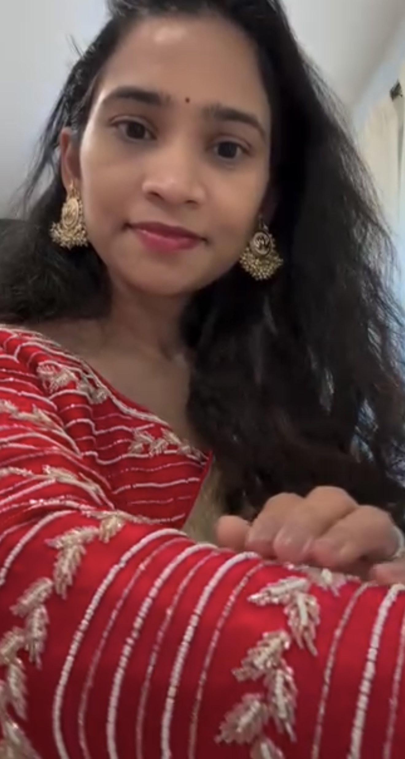 ✨ Gold Russian Silk Saree with Red Designer Blouse ✨