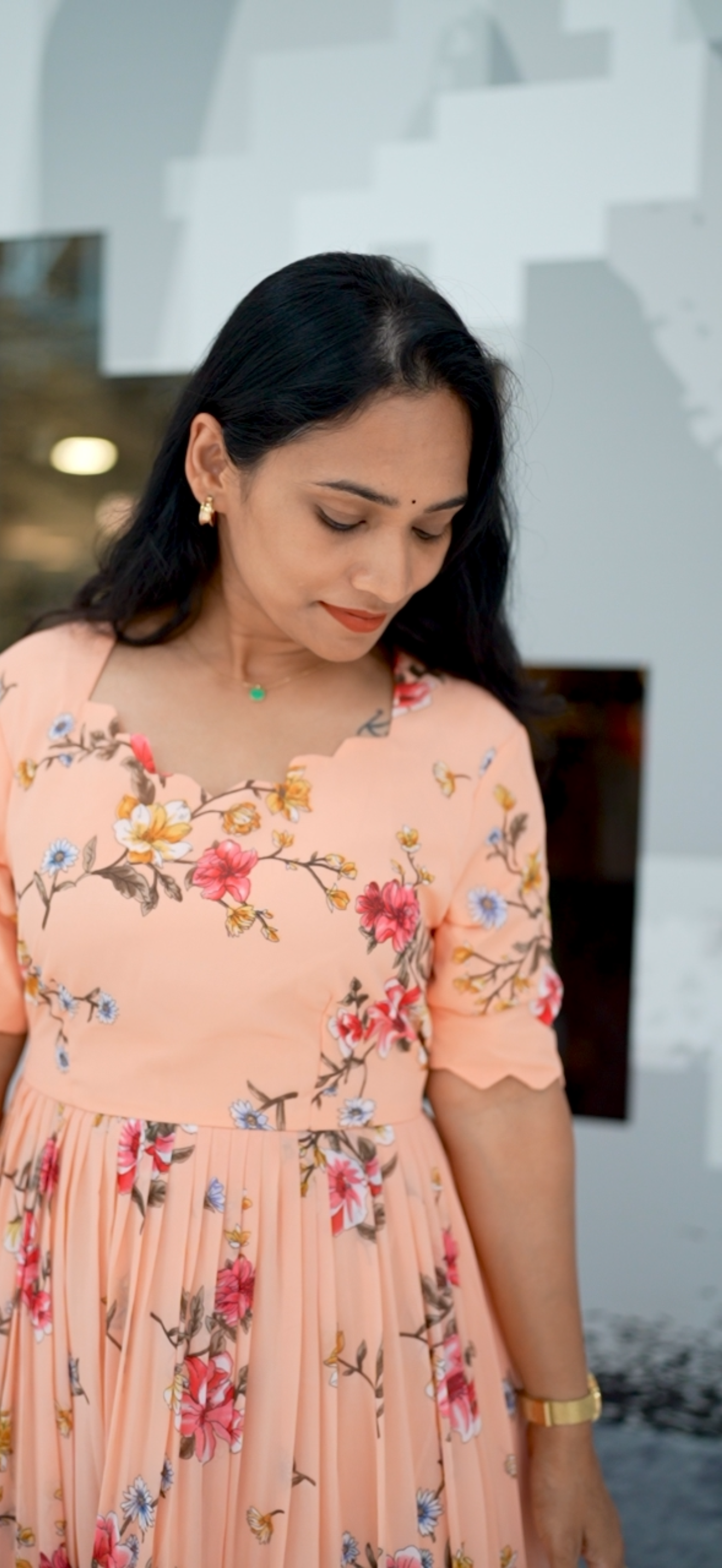 Peach Blossom Floral Dress 🌸🍑