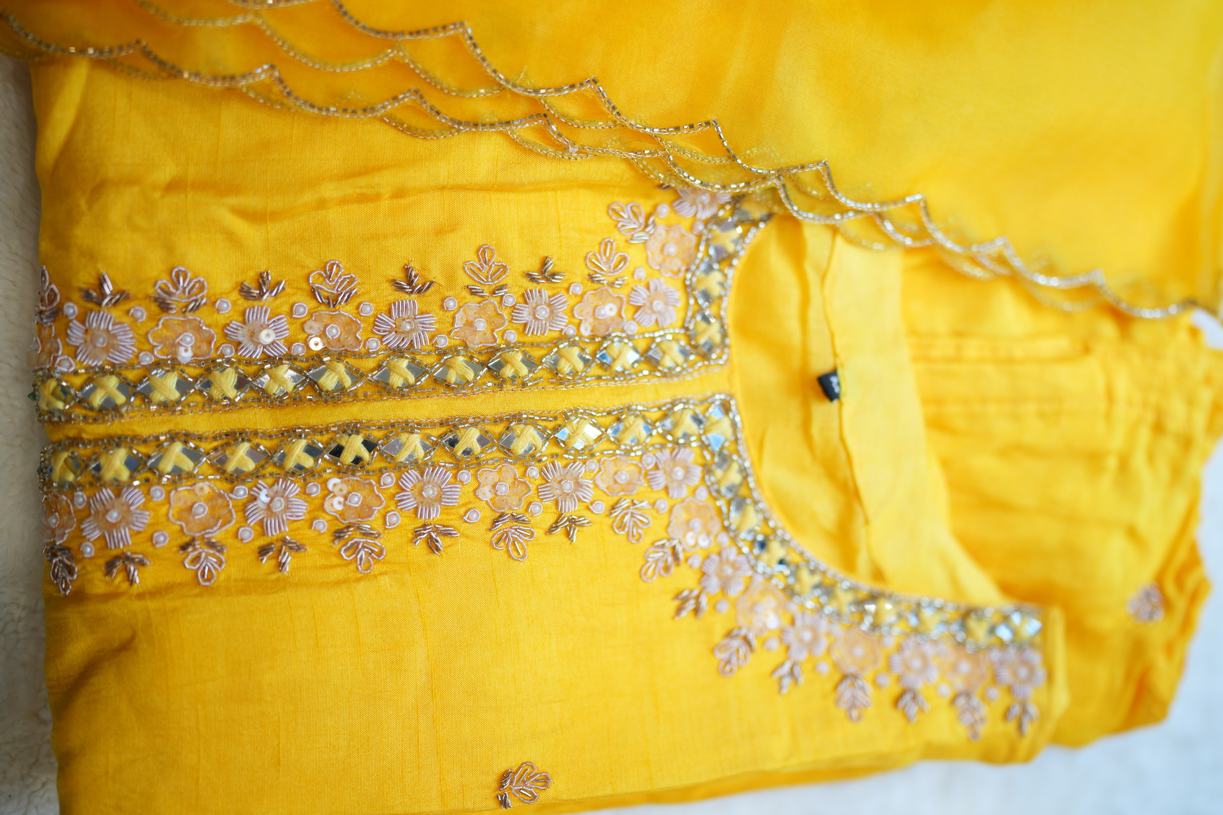 Sunlit Gold Mirror Embroidered Fabric