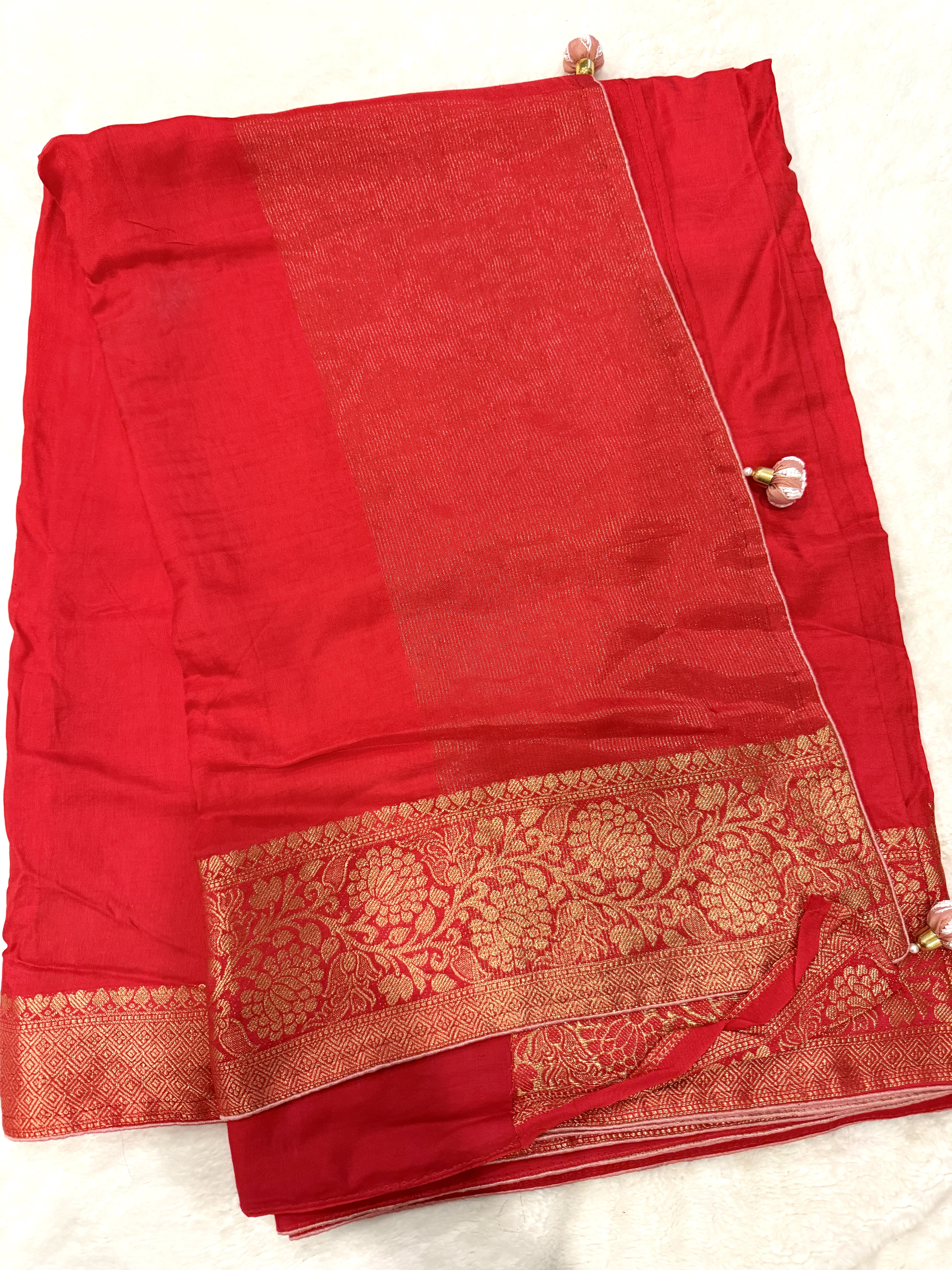 ❤️ Red Dola Silk Cocktail Saree ❤️
