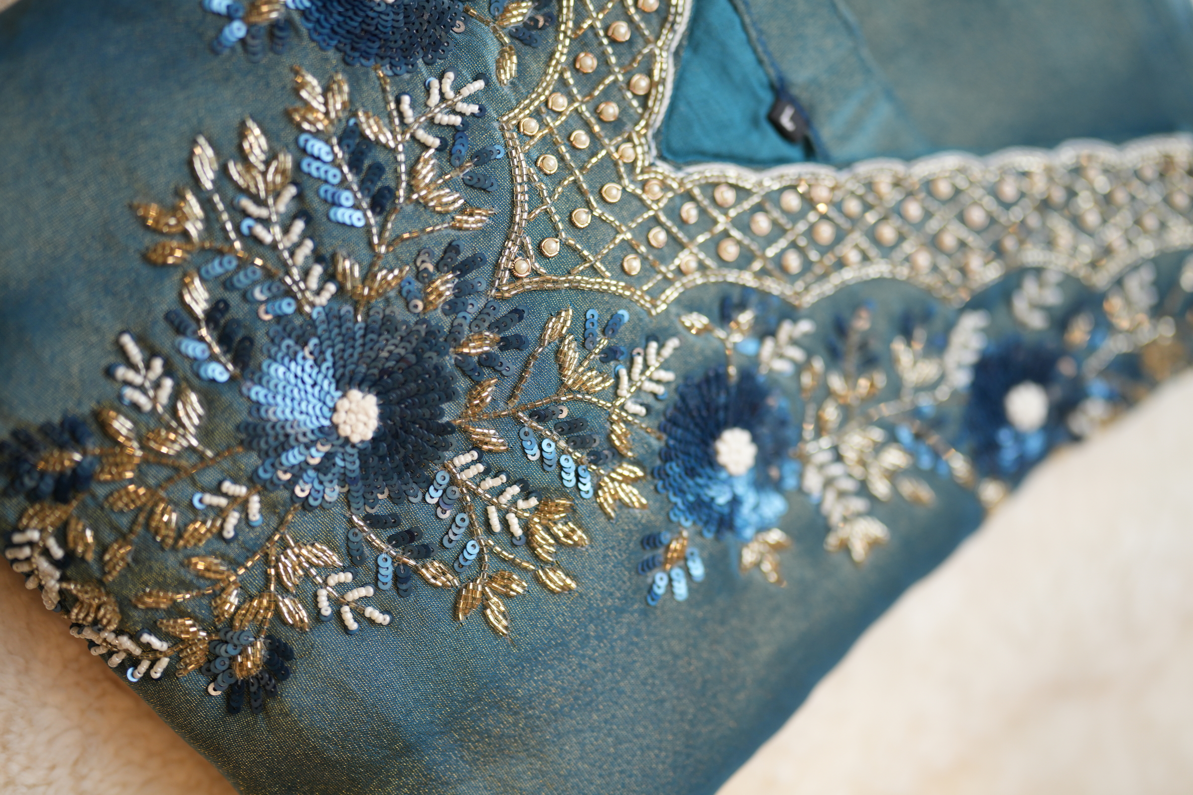 Teal Radiance Embroidered 3 Pc Suit Set