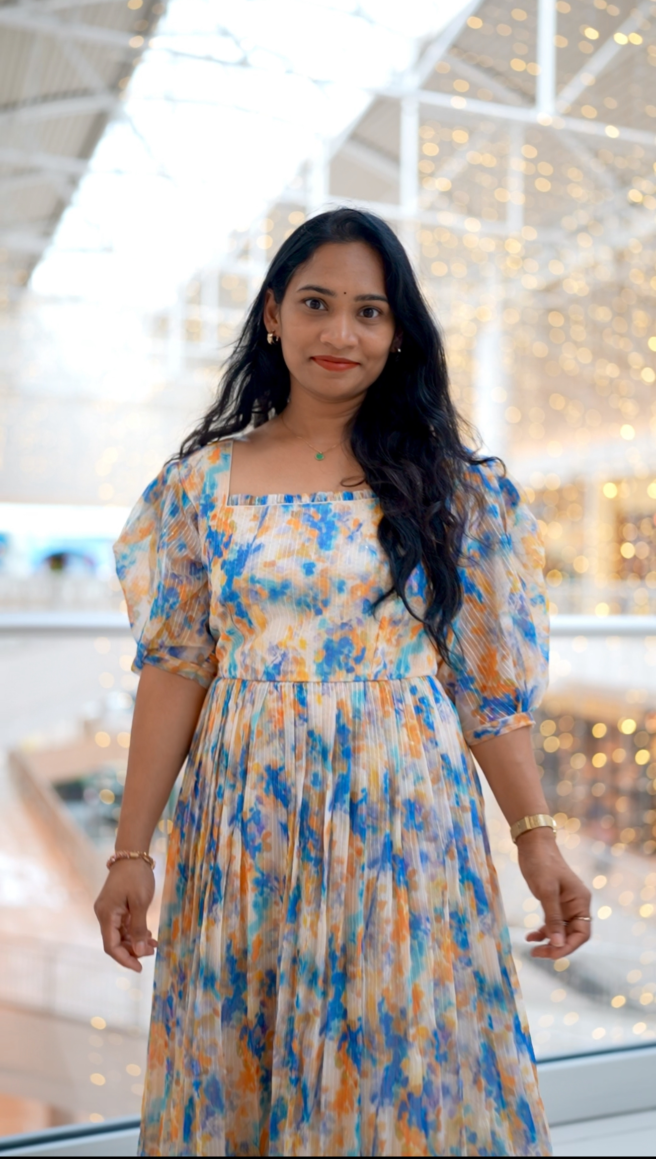 Bold & Chic Tie-and-Dye Frock - Blue, White and Yellow