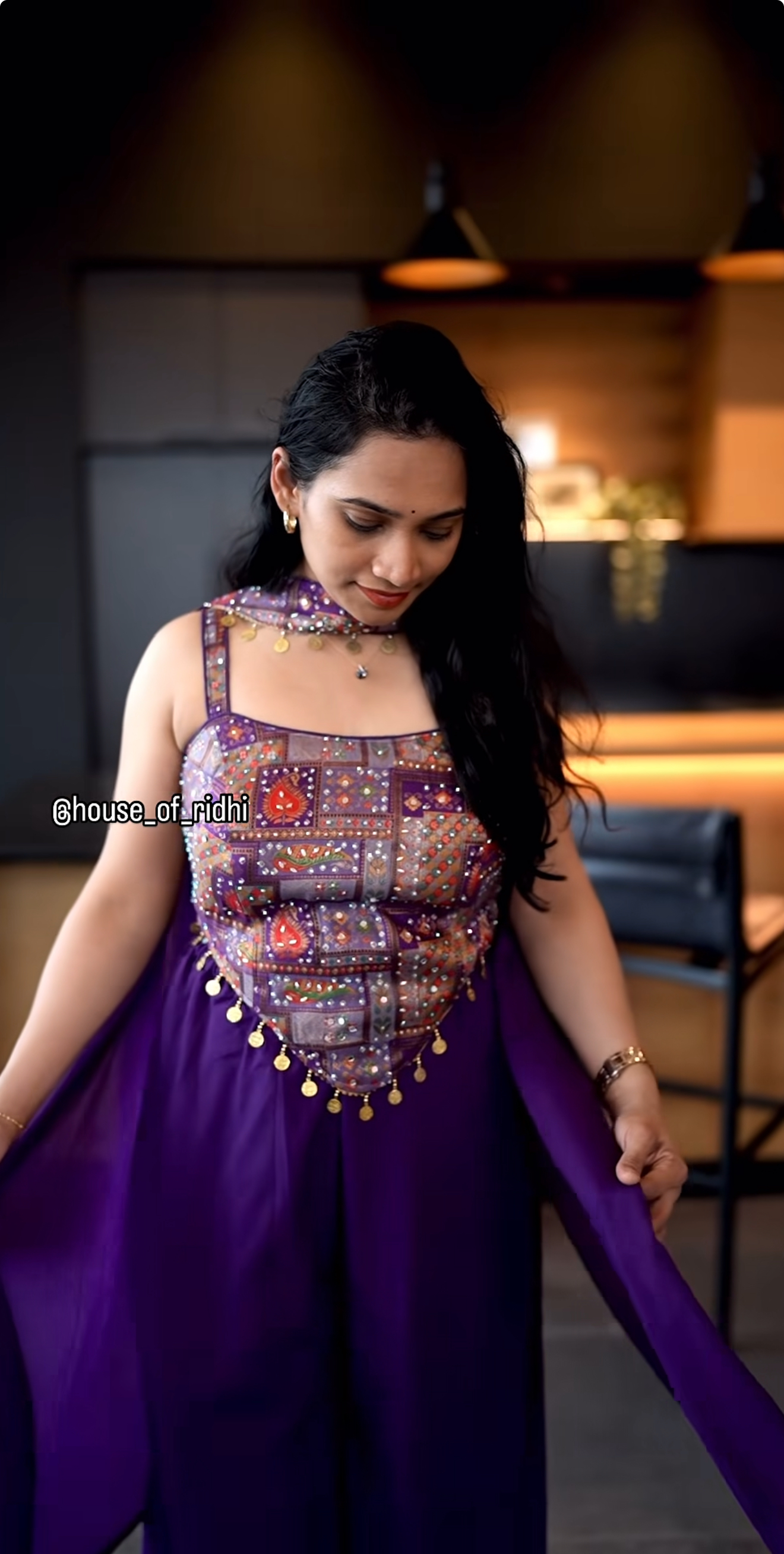 Purple Indo Western Palazoo Set