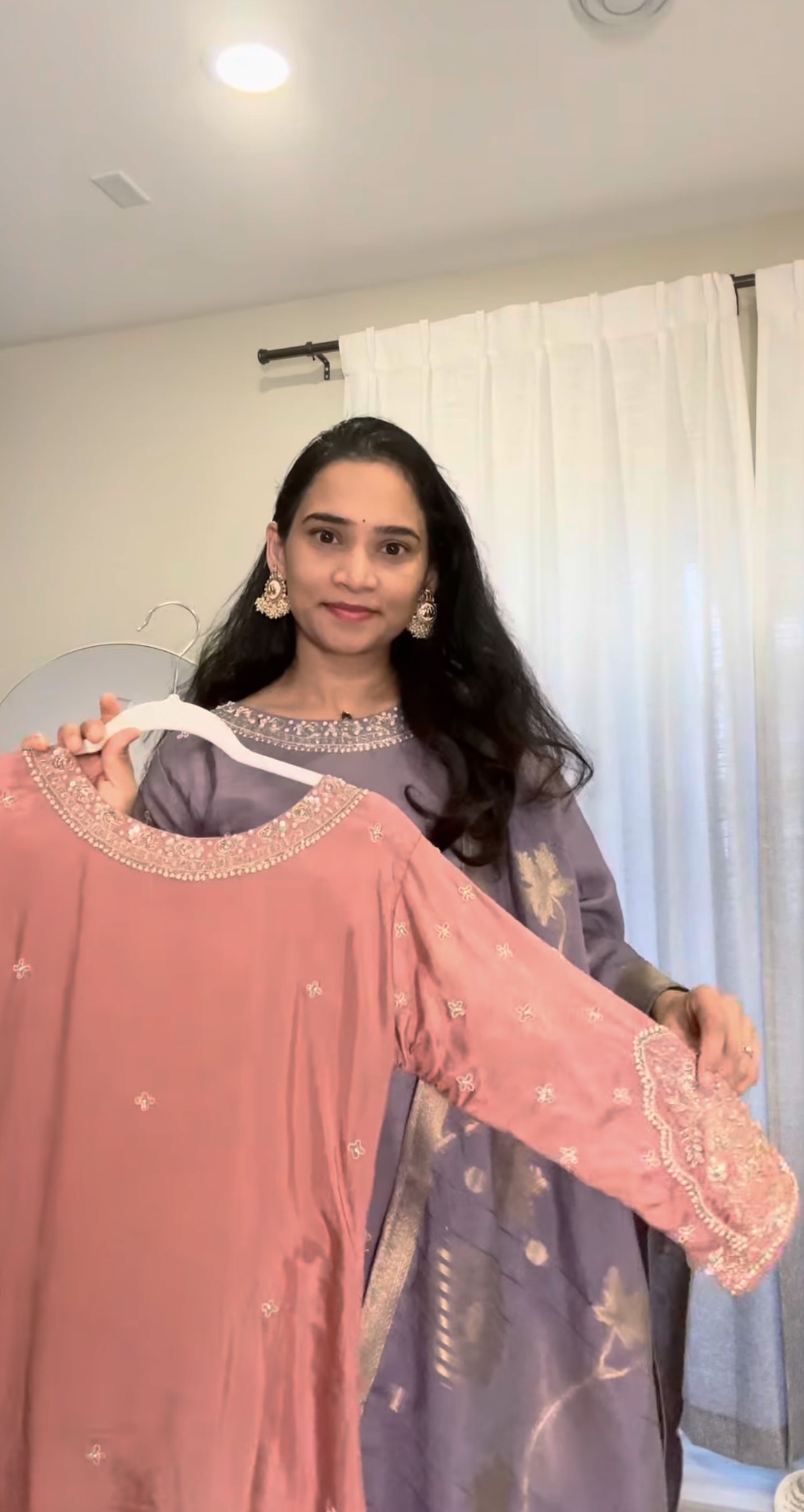 Dusty Pink 3 PC Suit Set with Zardosi Work