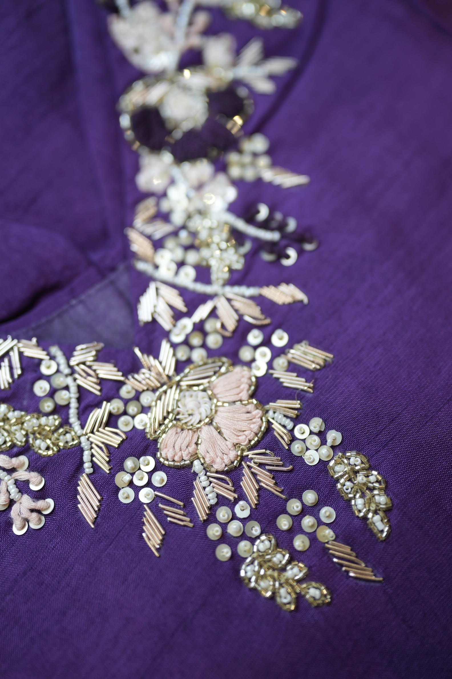 Royal Purple Floral Embroidered Kurta Suit Set