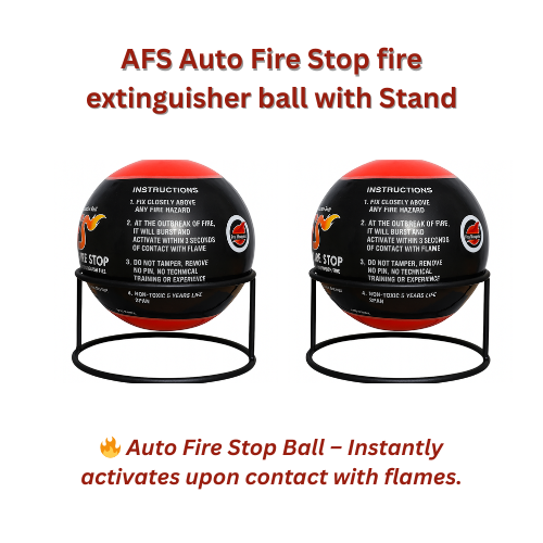 Fire Extinguisher Balls 1.5 KG – Automatic & Self-Activating Fire Suppression Device with Stand | Ideal for Home, Office, Car, Kitchen, Garage & More (Pack of 2)