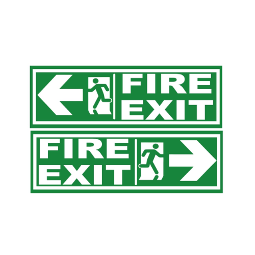 Fire Exit Signboard combo (pack of 4) right arrow P2,left arrow P2 300 x 100 mm