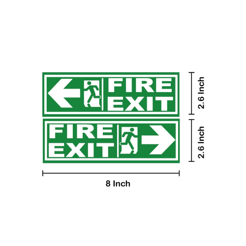 Fire Exit Signboard combo (pack of 4) right arrow P2,left arrow P2 300 x 100 mm