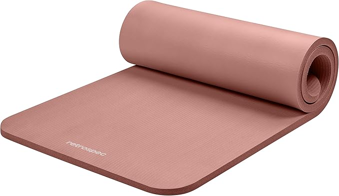 Retrospec Solana Yoga Mat 1" Thick With Nylon Carry Strap for Men & Women