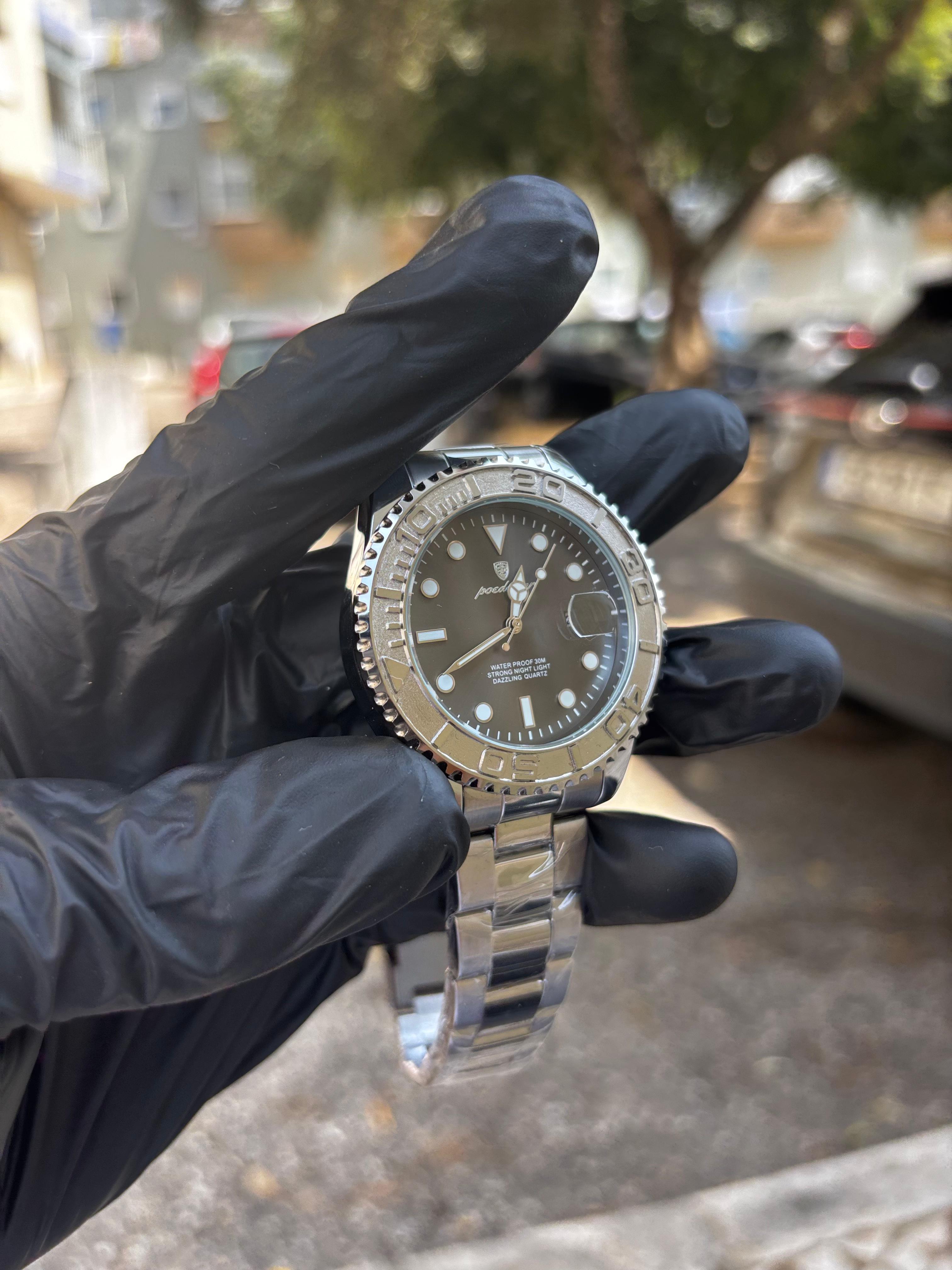 Relógio Poedagar Masculino Prateado 