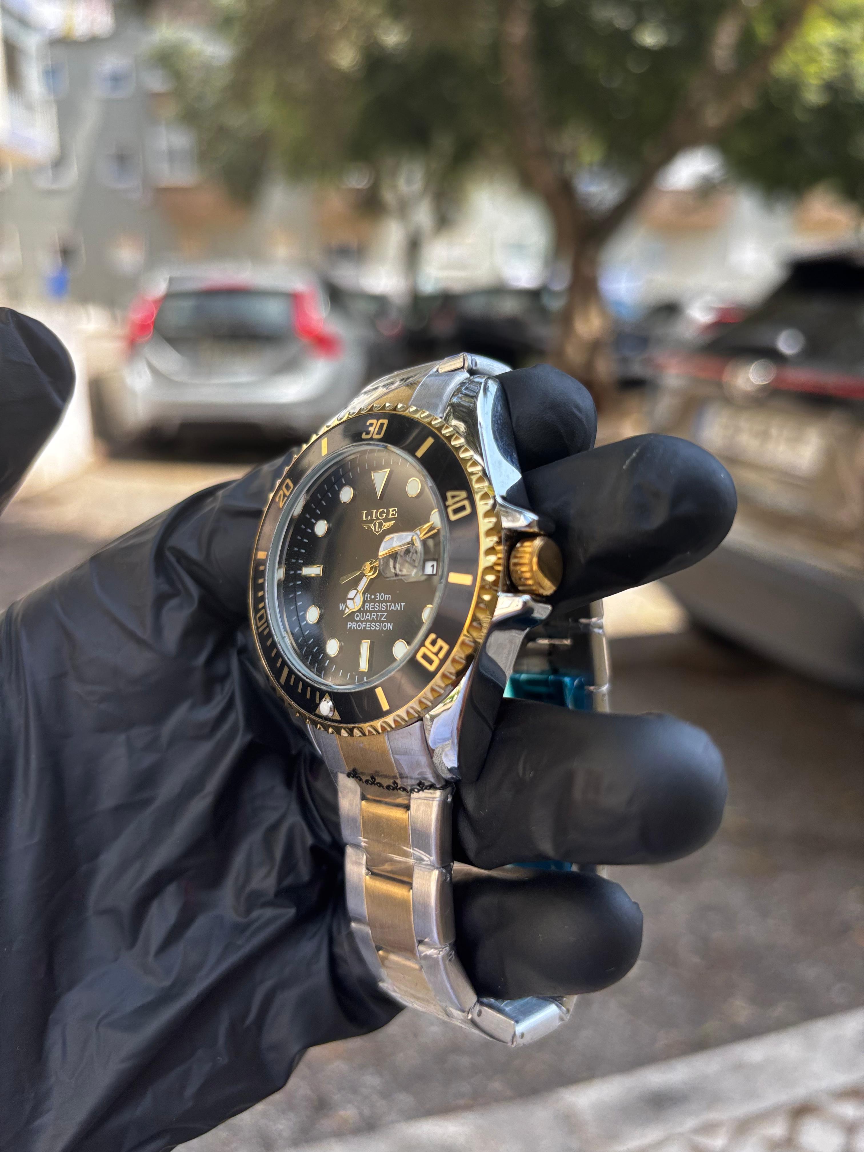 Relógio Lige Prateado Black Gold