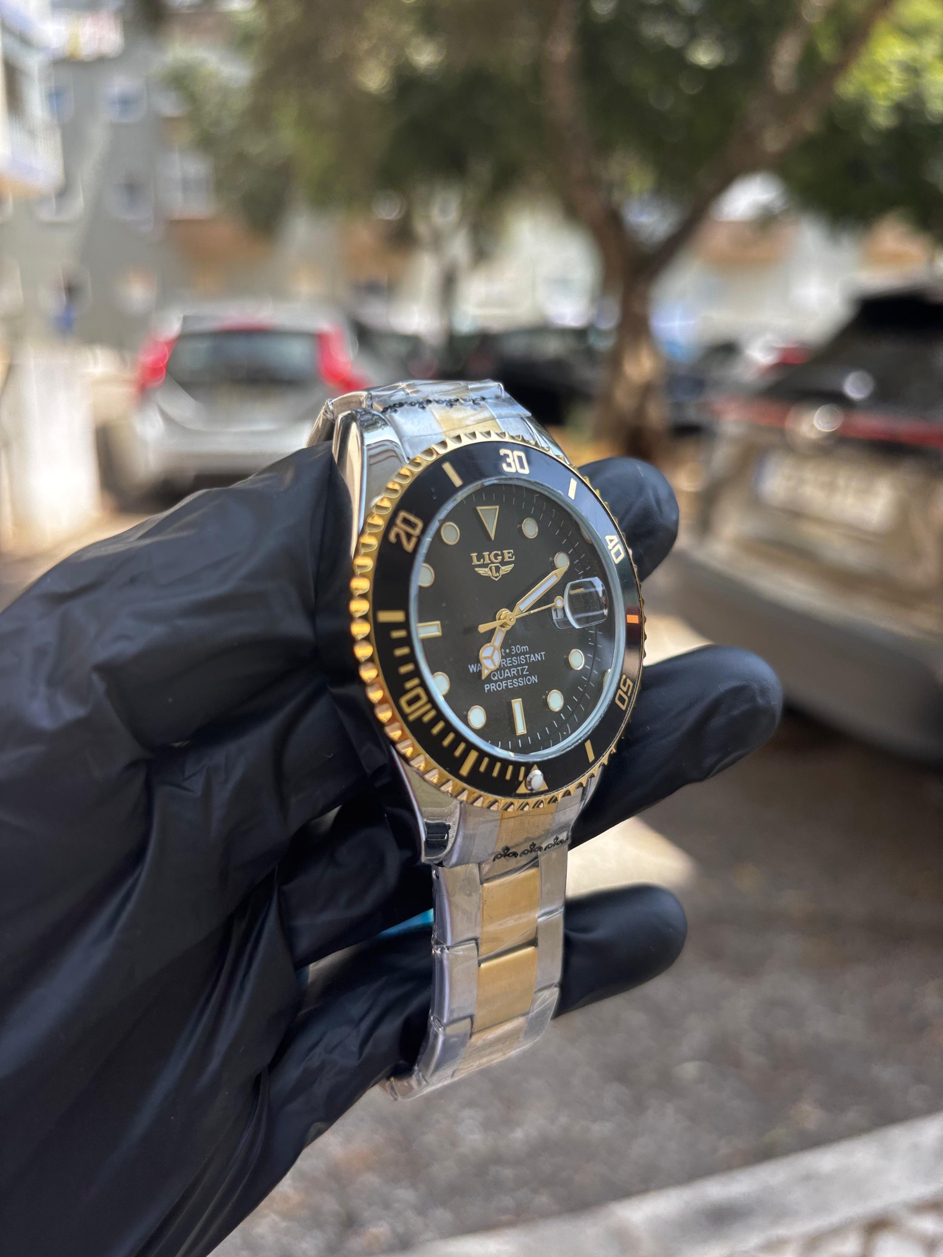 Relógio Lige Prateado Black Gold