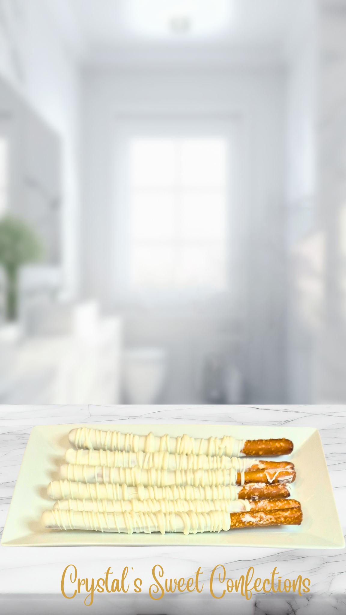 White Chocolate Dipped Pretzel Rods