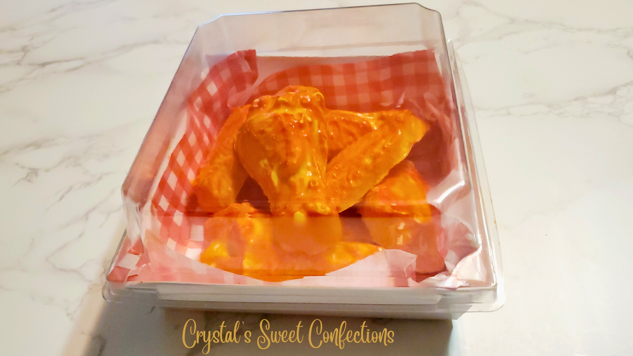 White Chocolate Peanut Butter Cups "Buffalo Chicken Wings"