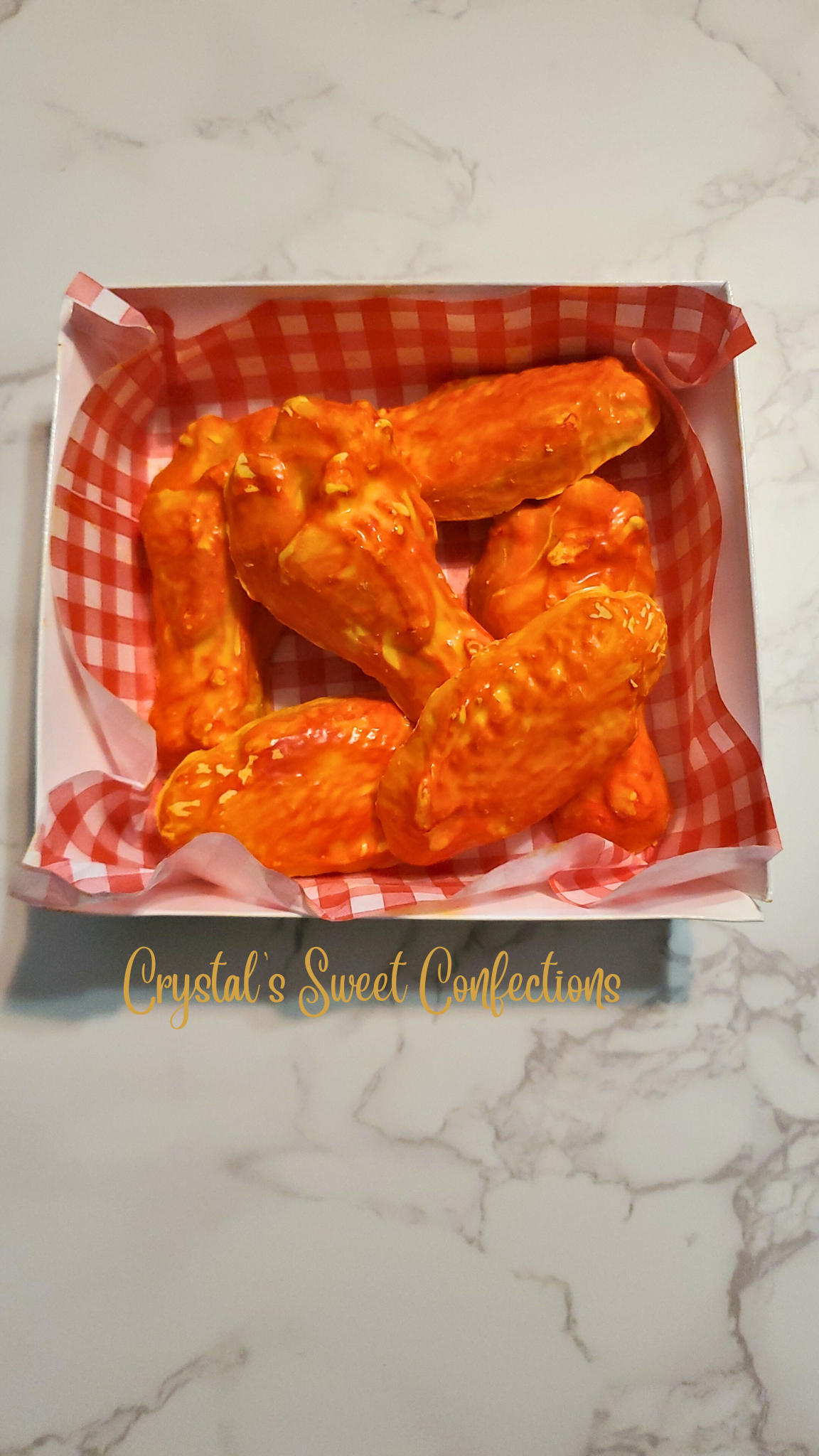 White Chocolate Peanut Butter Cups "Buffalo Chicken Wings"