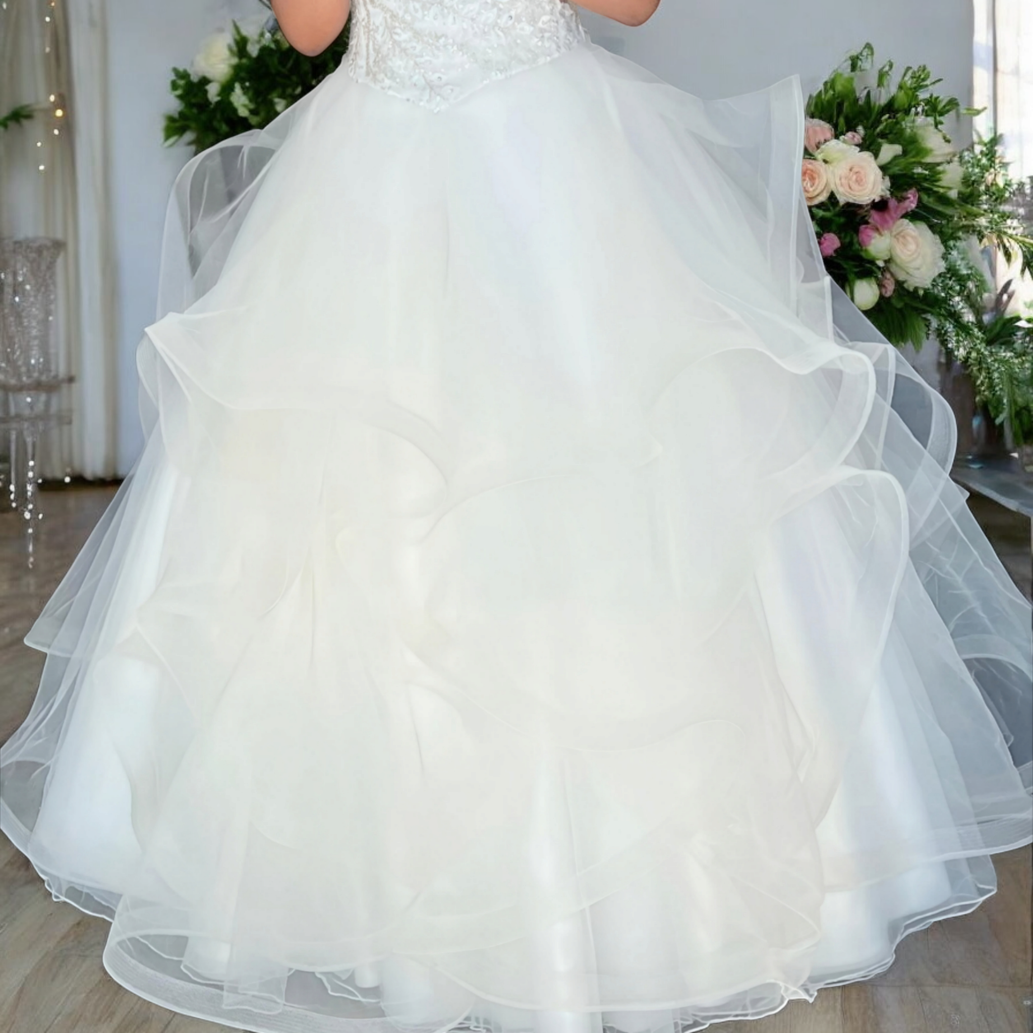 Vestido de novia princesa asimetrico