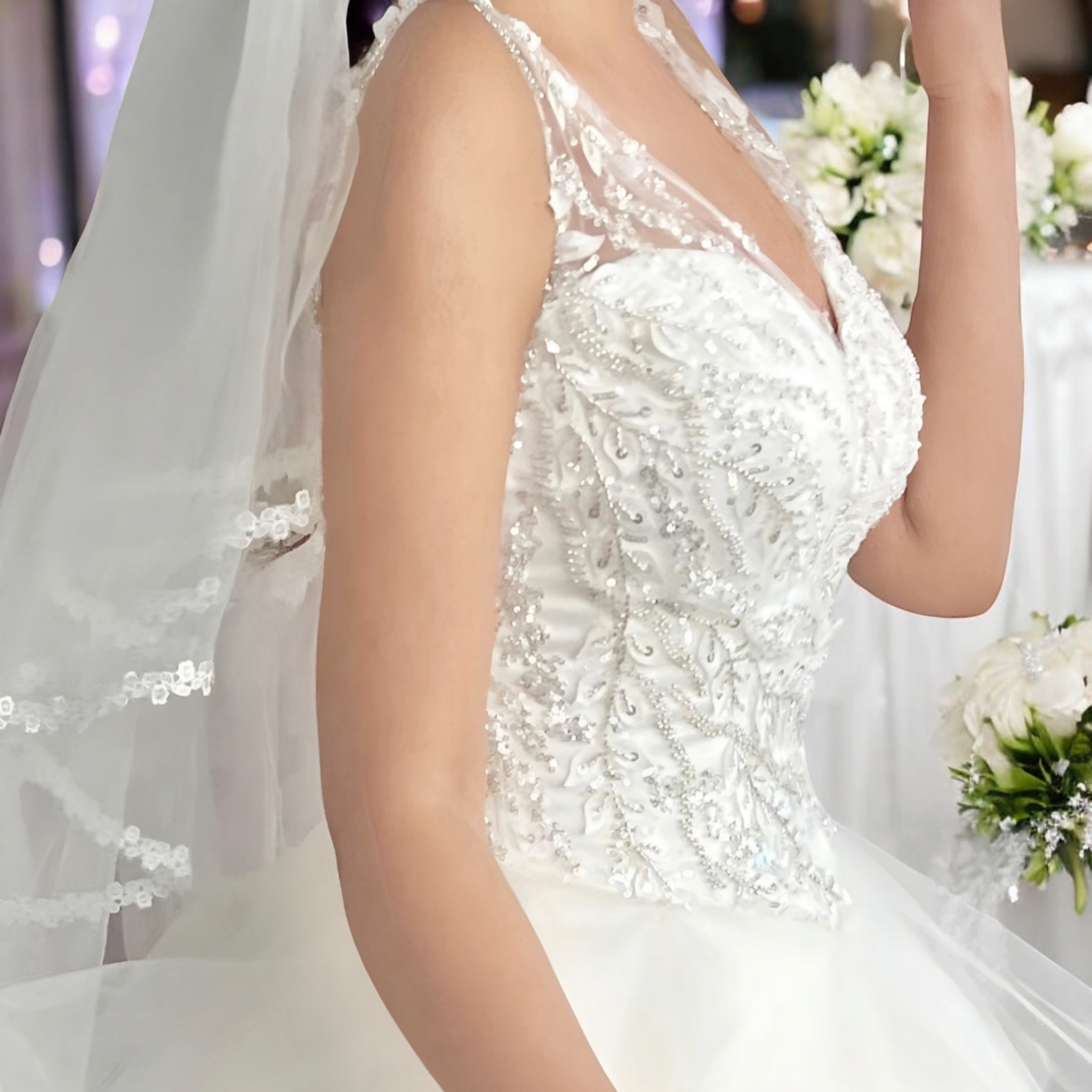 Vestido de novia princesa asimetrico