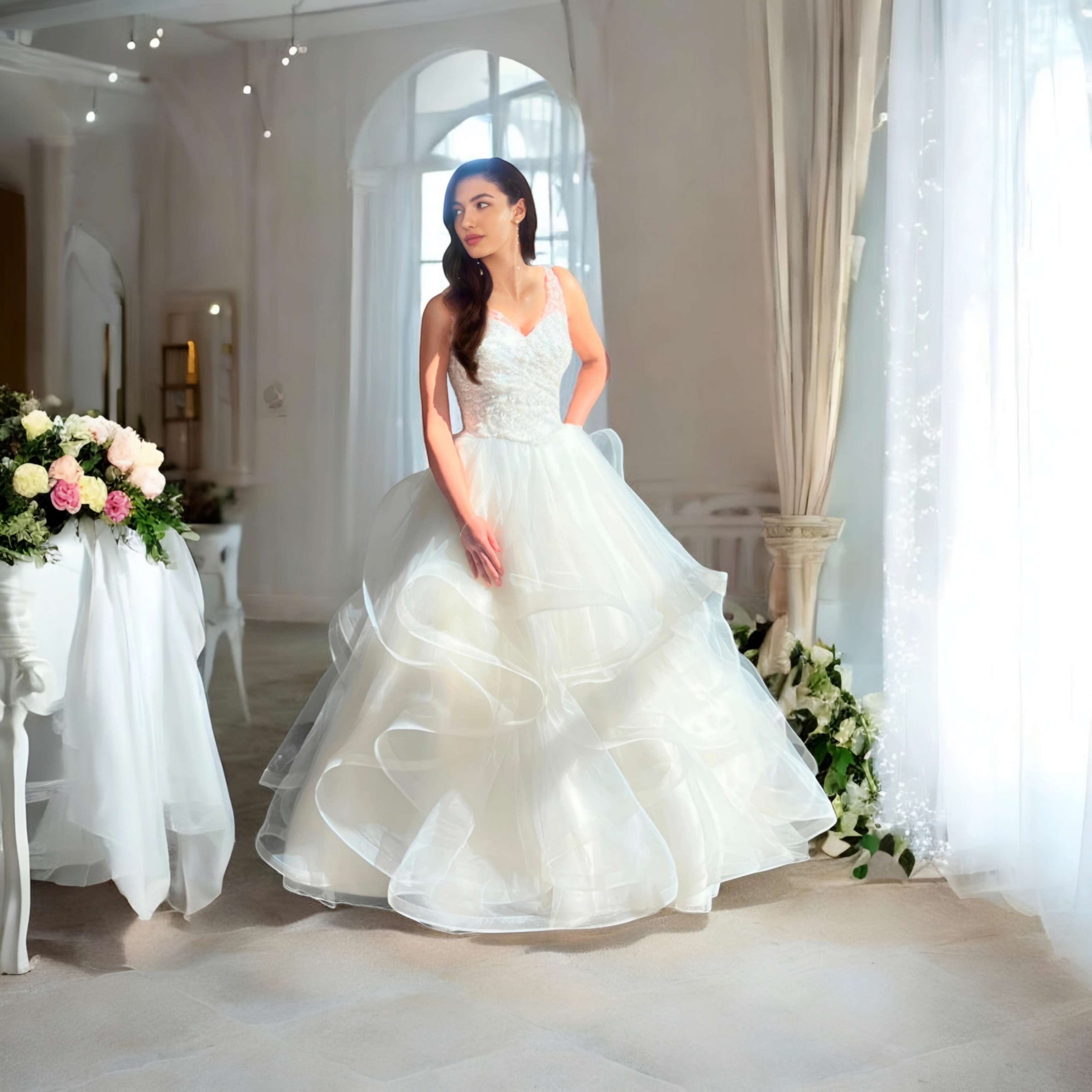 Vestido de novia princesa asimetrico