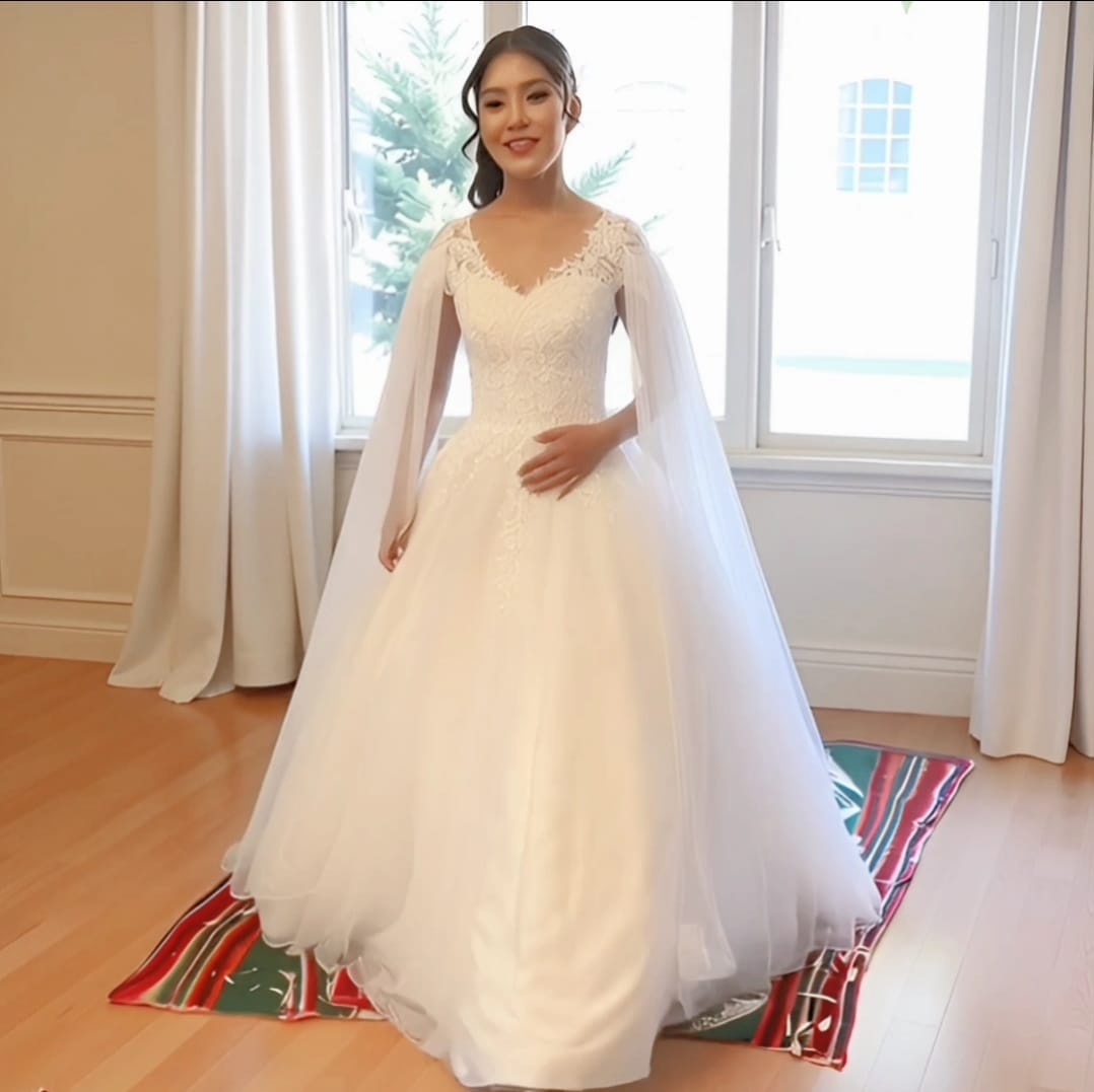 Vestido de novia elegante con mangas largas